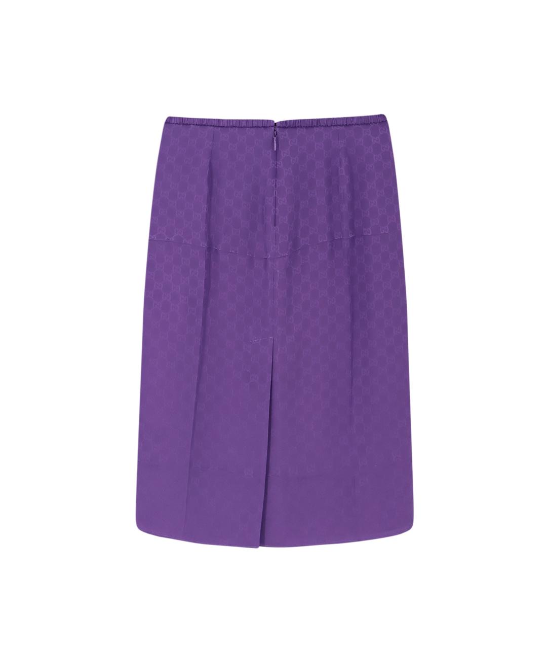 GUCCI Фиолетовая шелковая юбка миди, фото 2