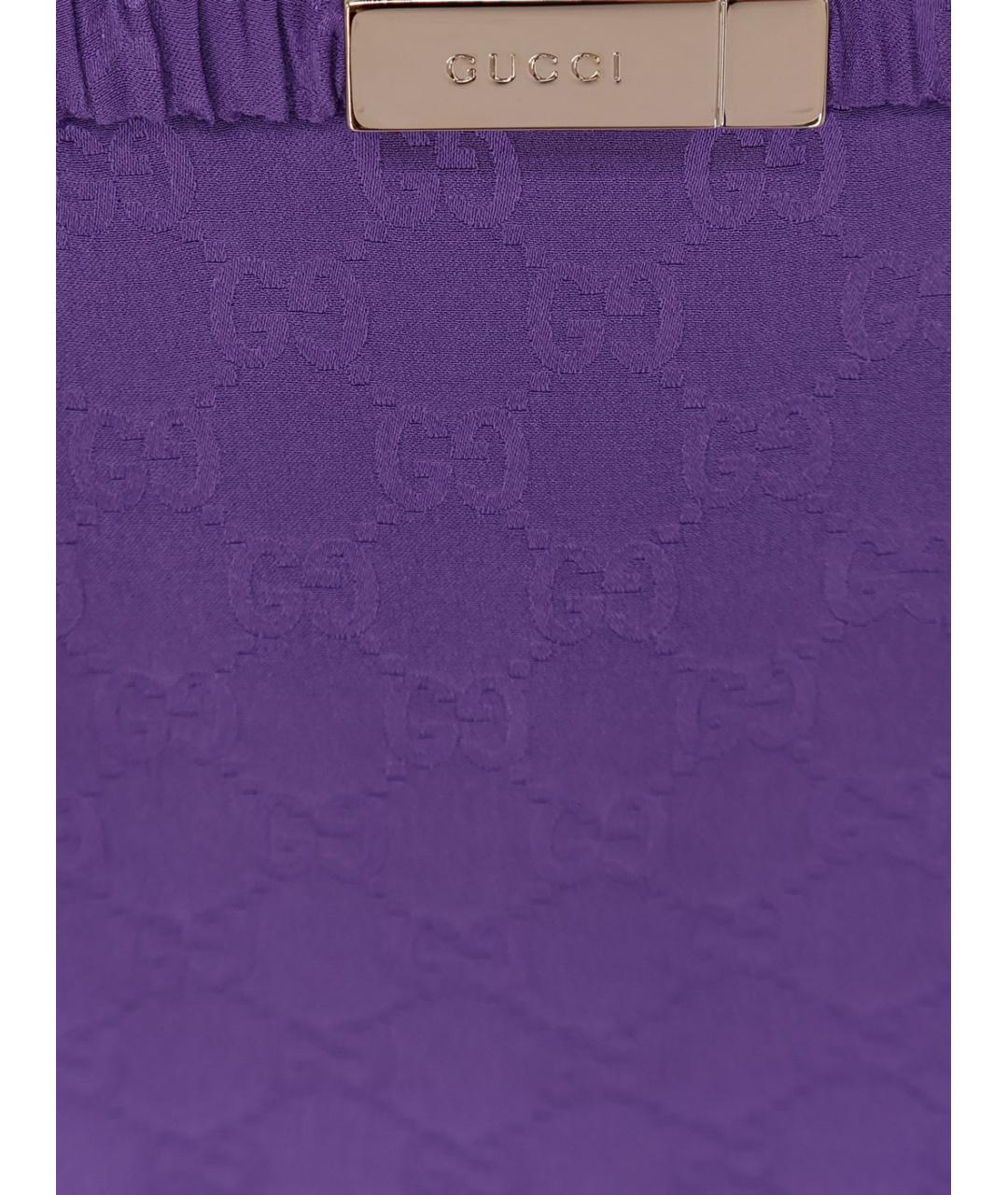 GUCCI Фиолетовая шелковая юбка миди, фото 3