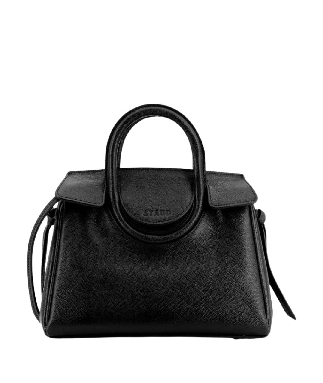 STAUD Черная кожаная сумка с короткими ручками, фото 1