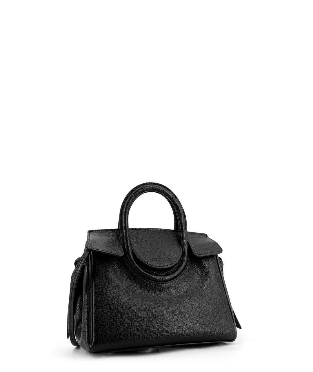 STAUD Черная кожаная сумка с короткими ручками, фото 3