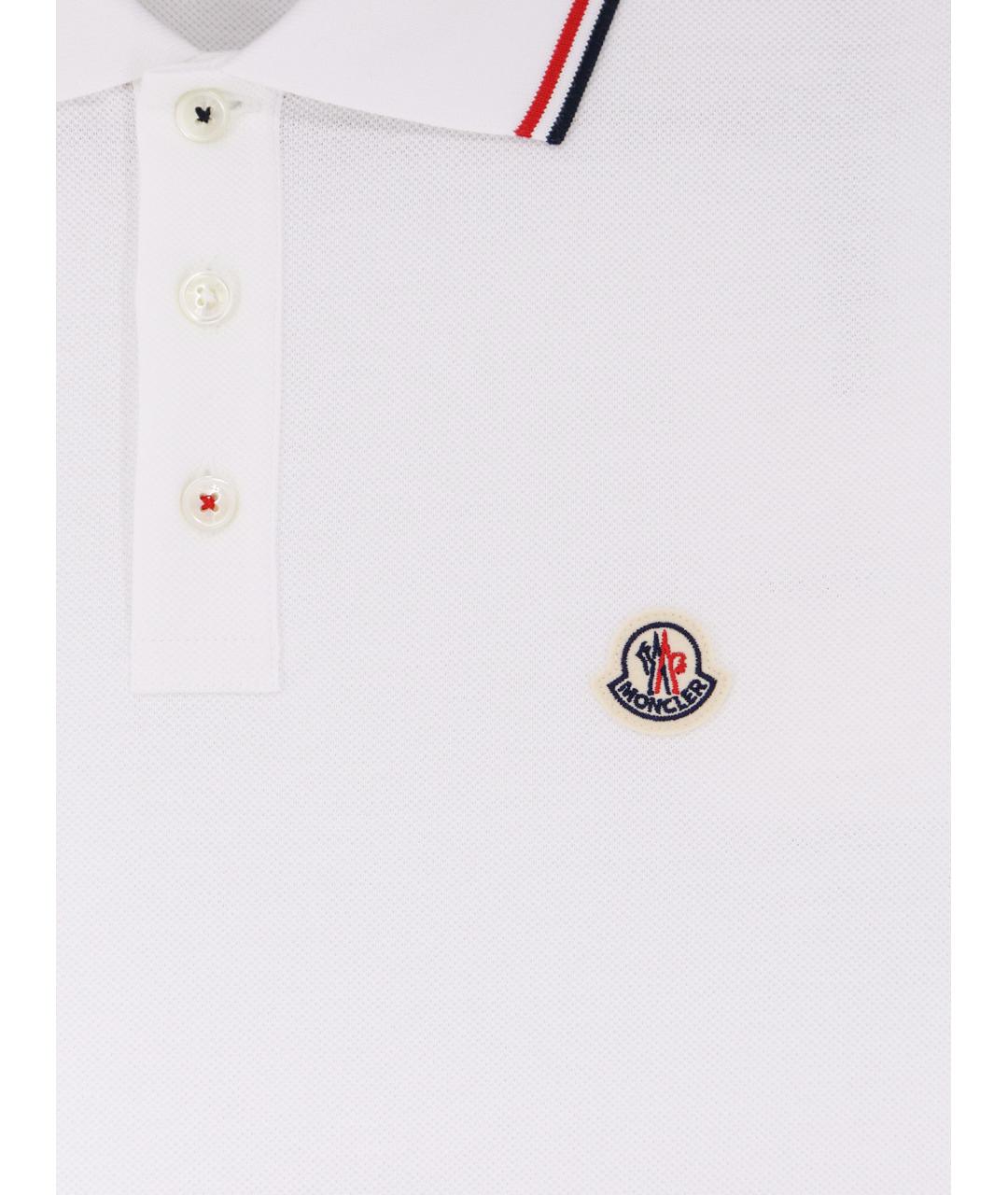 MONCLER Белое хлопковое поло с коротким рукавом, фото 3