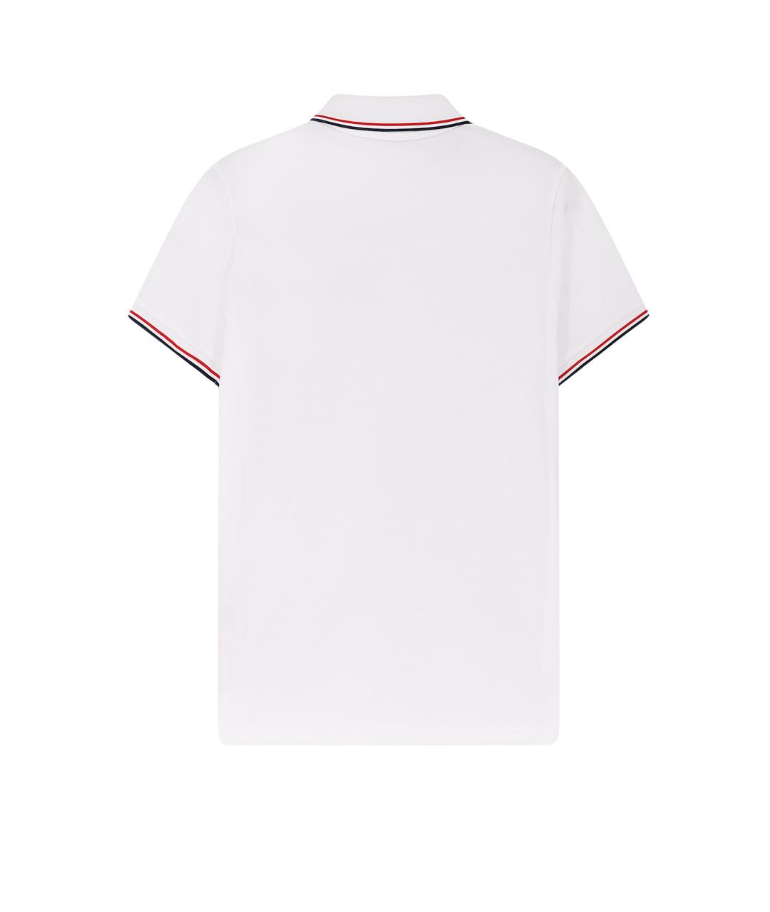 MONCLER Белое хлопковое поло с коротким рукавом, фото 2