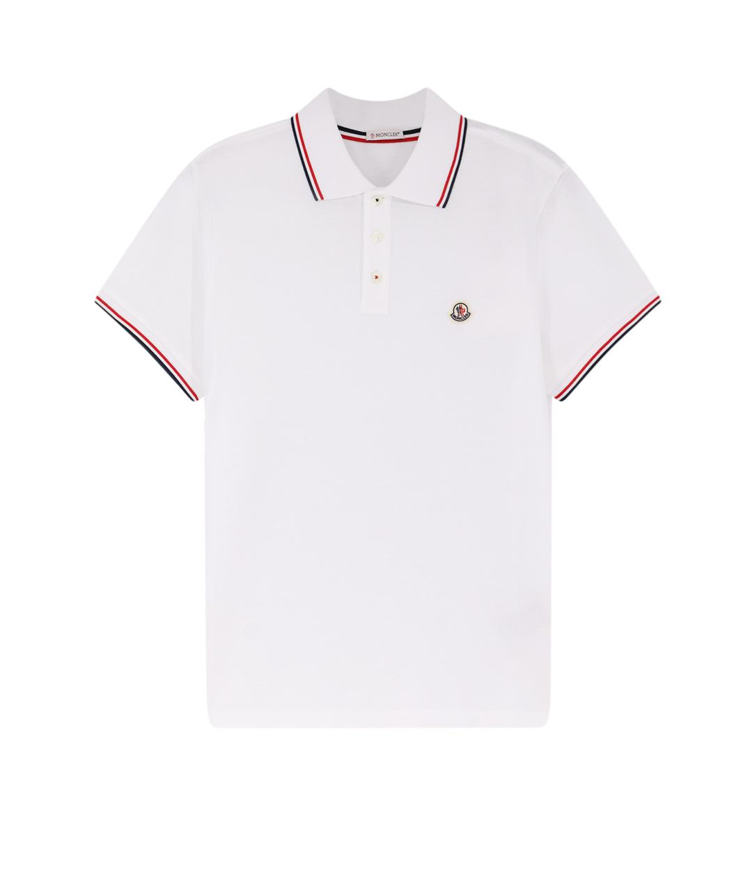 MONCLER Белое хлопковое поло с коротким рукавом, фото 1