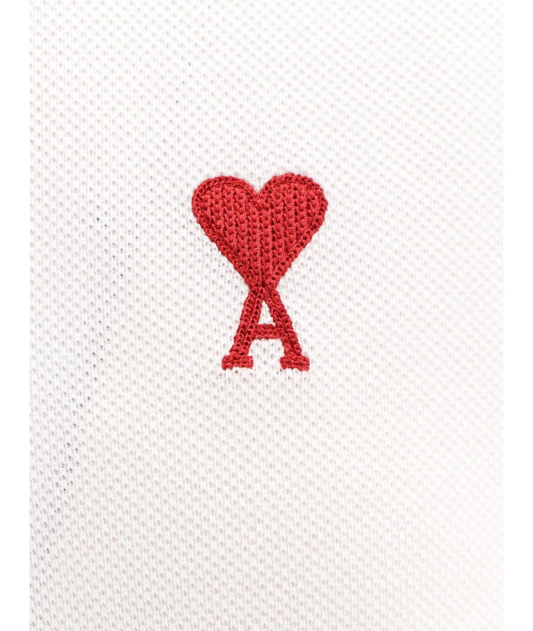 Ami Paris Белое хлопковое поло с коротким рукавом, фото 3