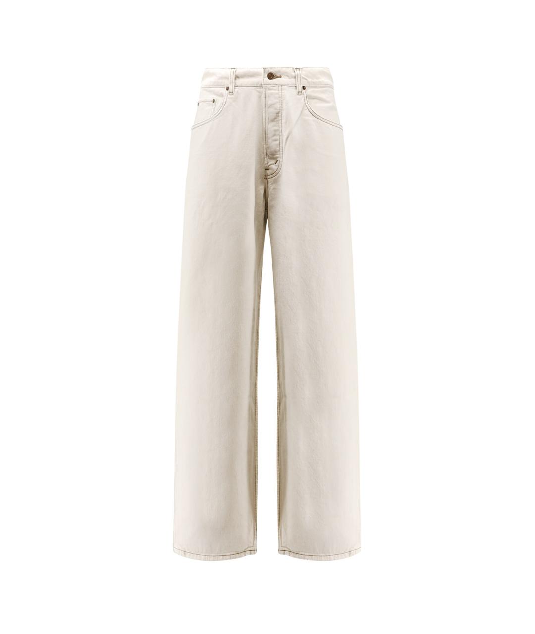 CELINE Бежевые хлопковые прямые джинсы, фото 1