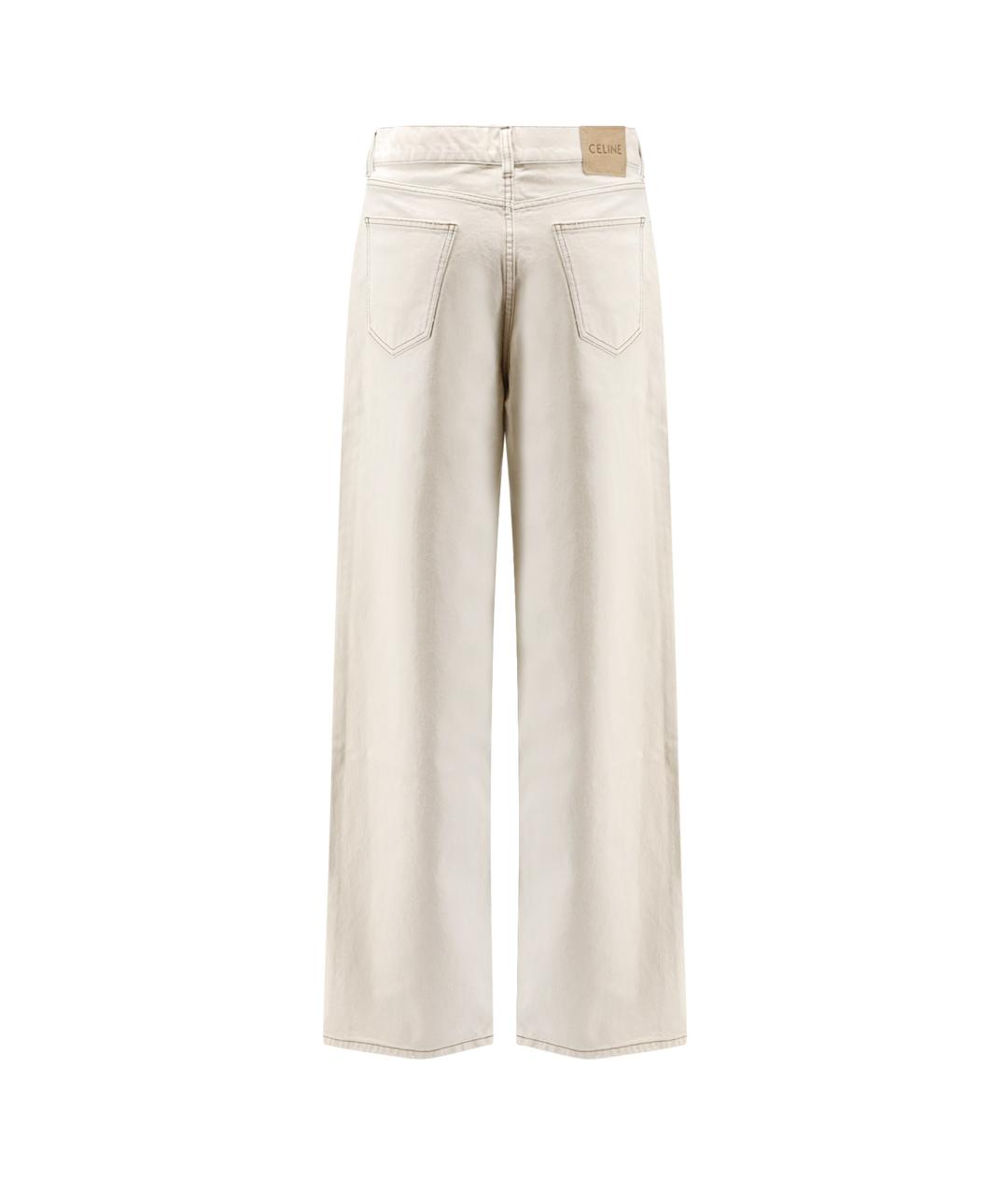 CELINE Бежевые хлопковые прямые джинсы, фото 2
