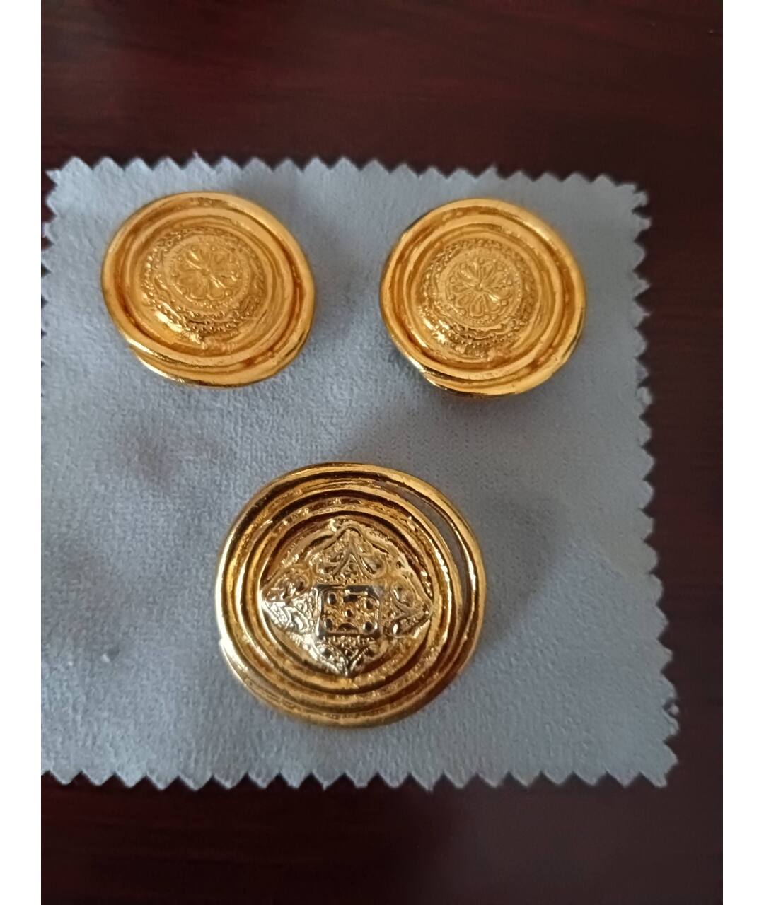 YVES SAINT LAURENT VINTAGE Золотые металлические серьги, фото 4