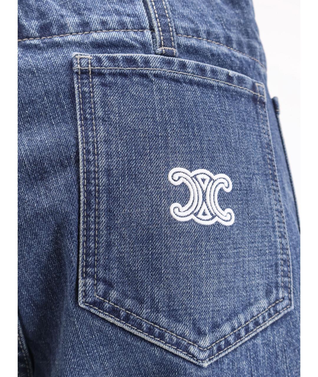 CELINE Синие хлопковые прямые джинсы, фото 3