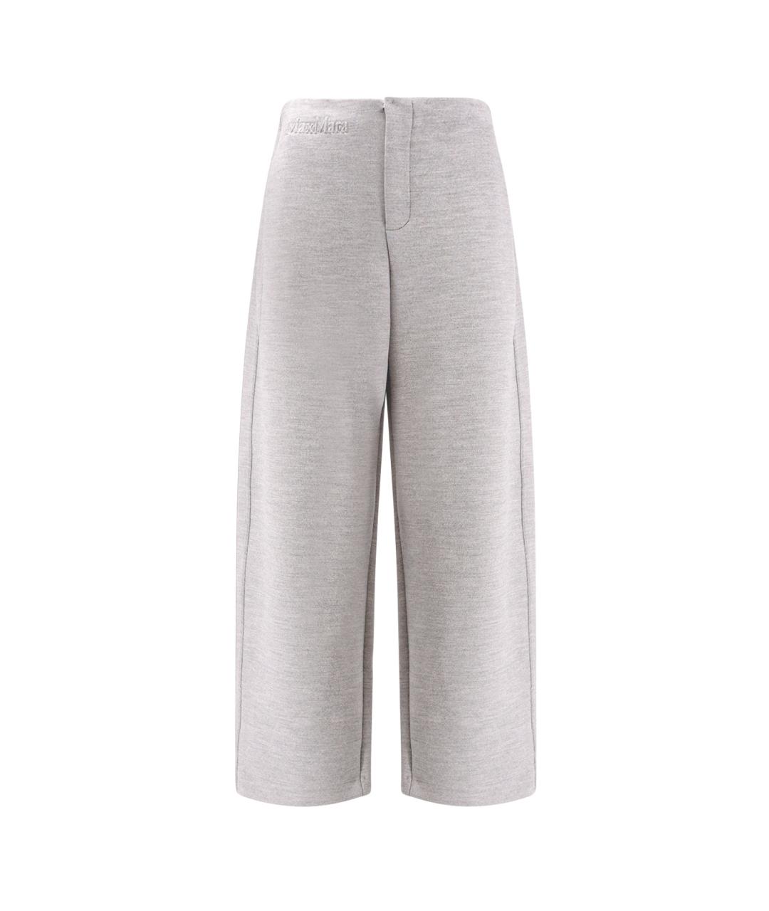 MAX MARA Серые хлопковые прямые брюки, фото 1
