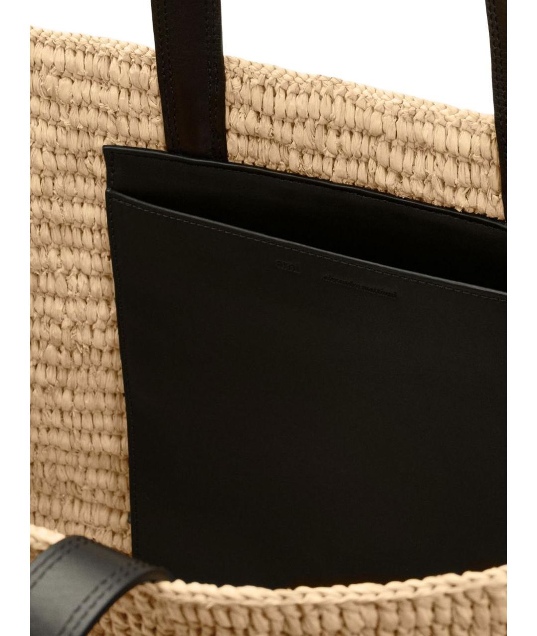 Ami Paris Бежевая пелетеная сумка тоут, фото 3