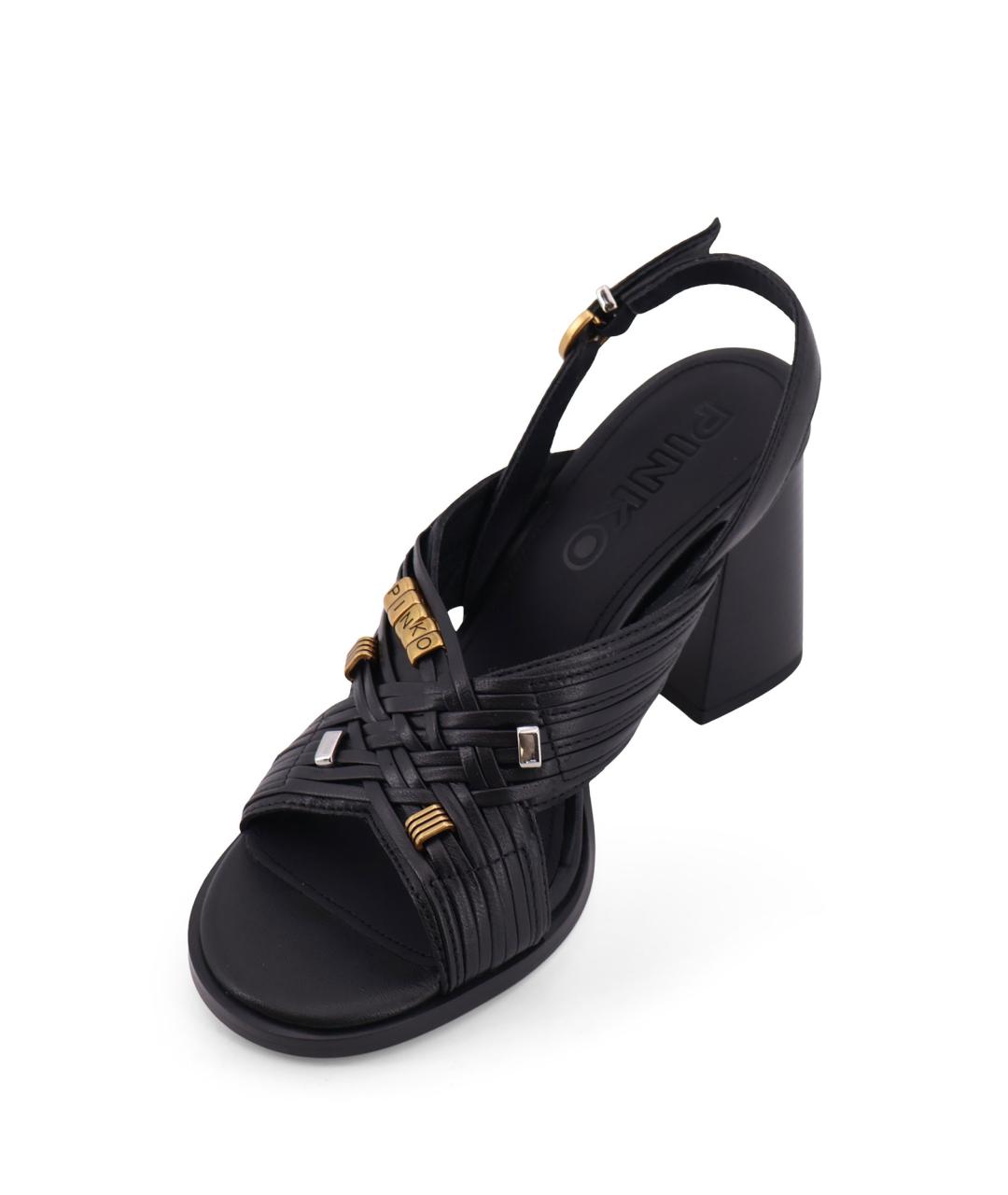PINKO Черные кожаные босоножки, фото 4