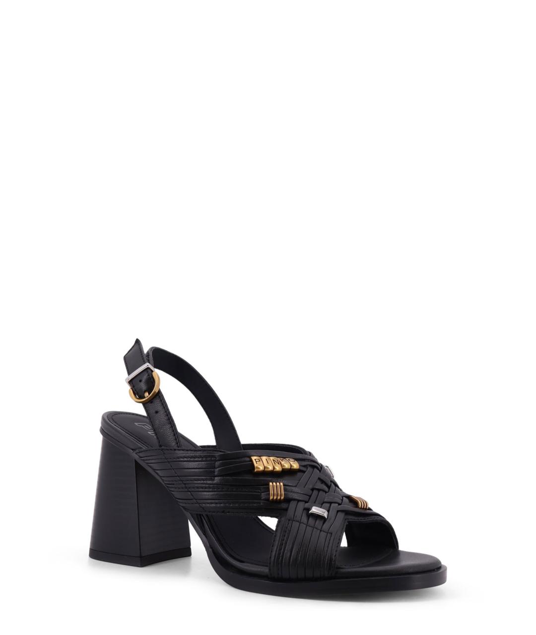 PINKO Черные кожаные босоножки, фото 2