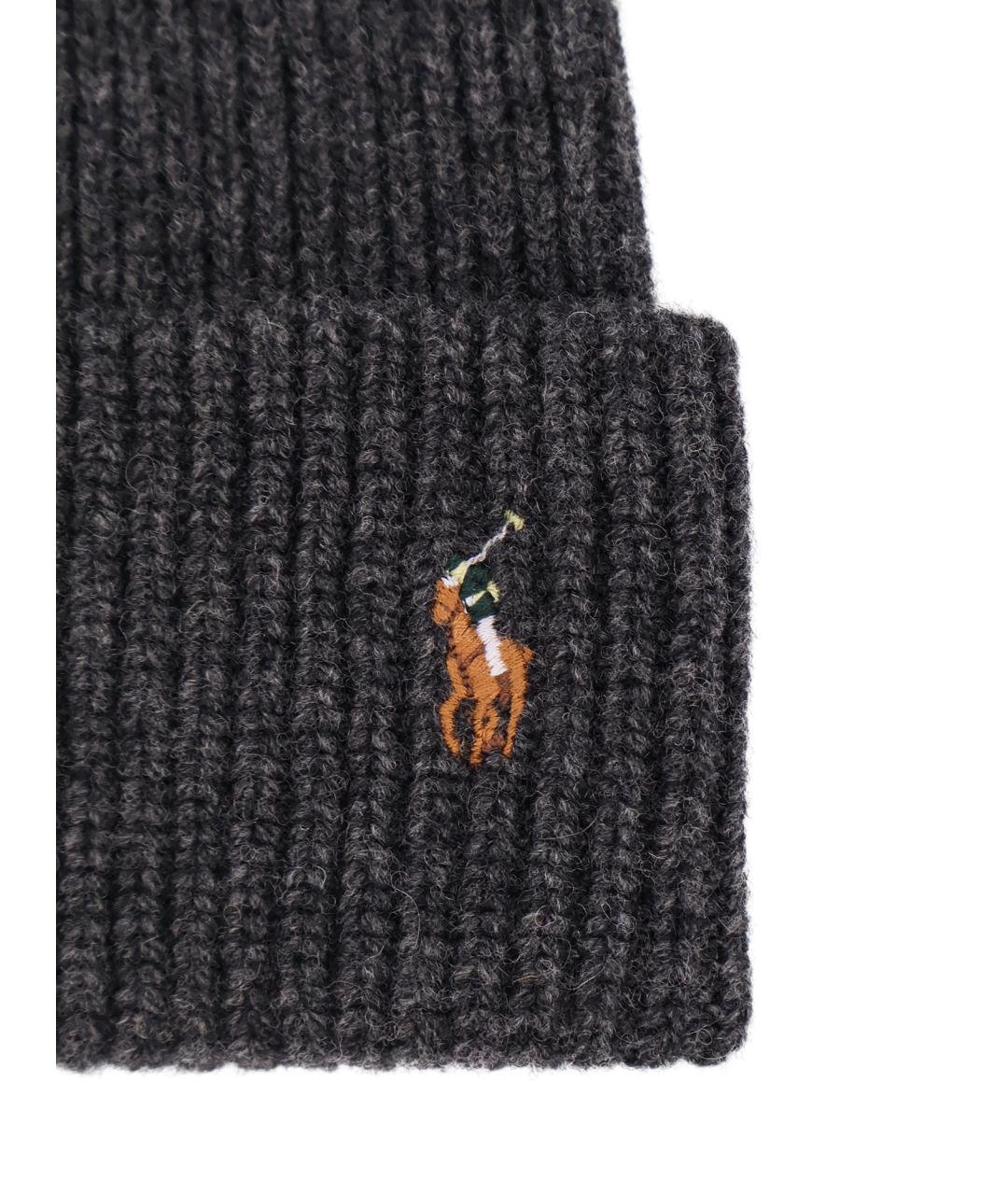 POLO RALPH LAUREN Серая шерстяная шапка, фото 3