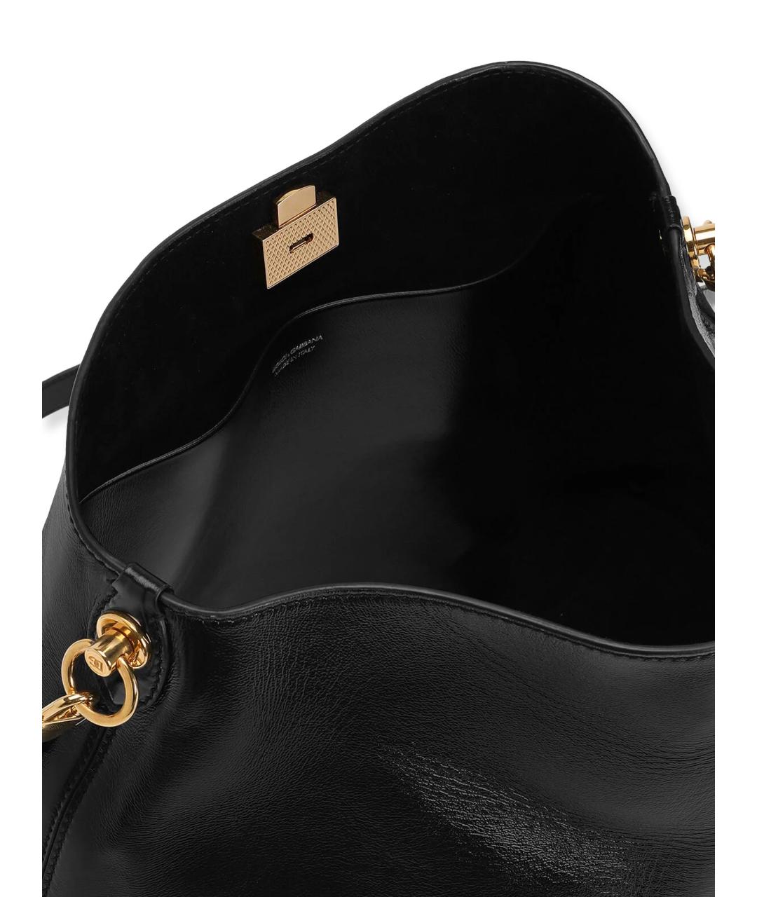 DOLCE&GABBANA Черная кожаная сумка через плечо, фото 4