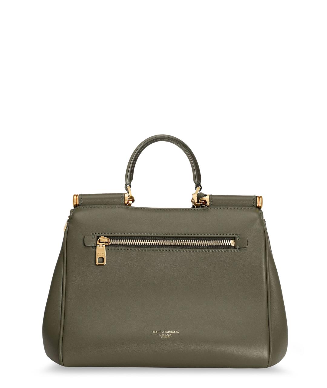 DOLCE&GABBANA Зеленая кожаная сумка тоут, фото 2