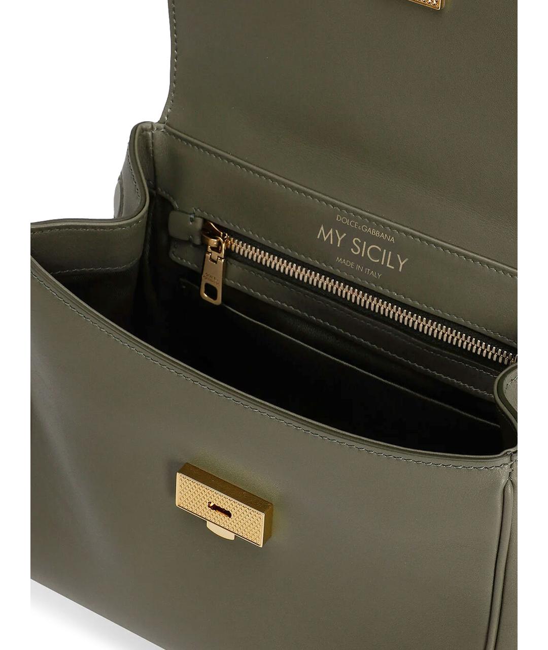 DOLCE&GABBANA Зеленая кожаная сумка тоут, фото 4