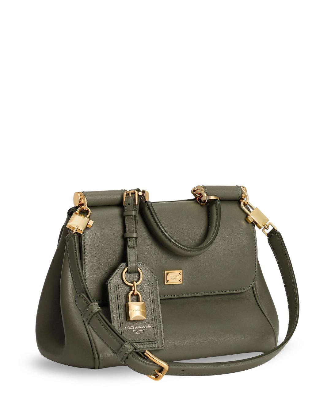 DOLCE&GABBANA Зеленая кожаная сумка тоут, фото 3