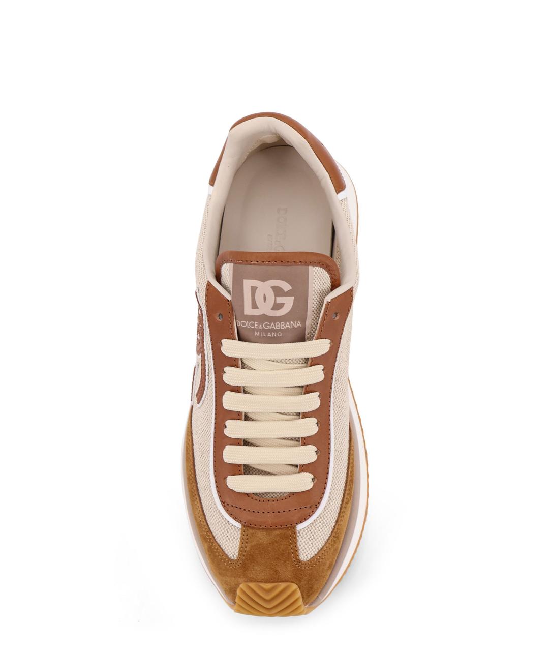 DOLCE&GABBANA Бежевые текстильные низкие кроссовки / кеды, фото 5