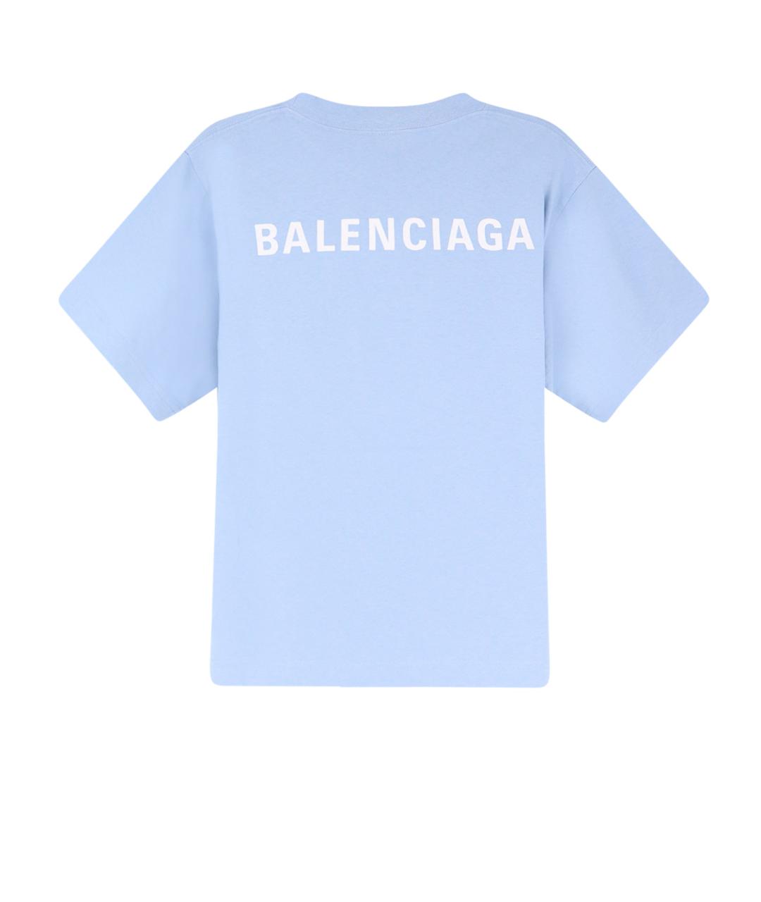 BALENCIAGA Голубая хлопковая футболка, фото 2