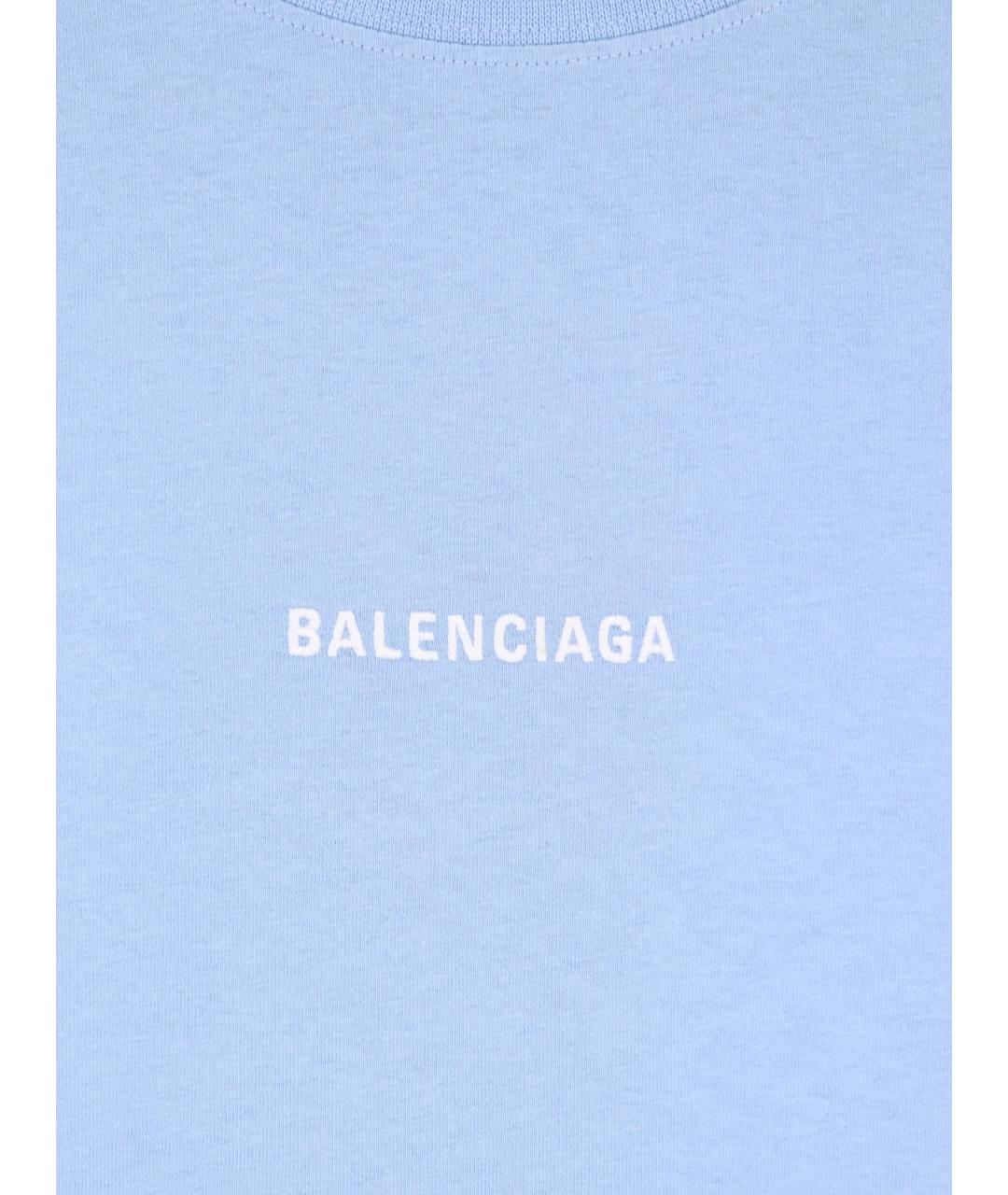 BALENCIAGA Голубая хлопковая футболка, фото 3