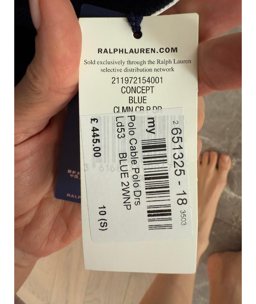 POLO RALPH LAUREN Синее хлопковое повседневное платье, фото 5