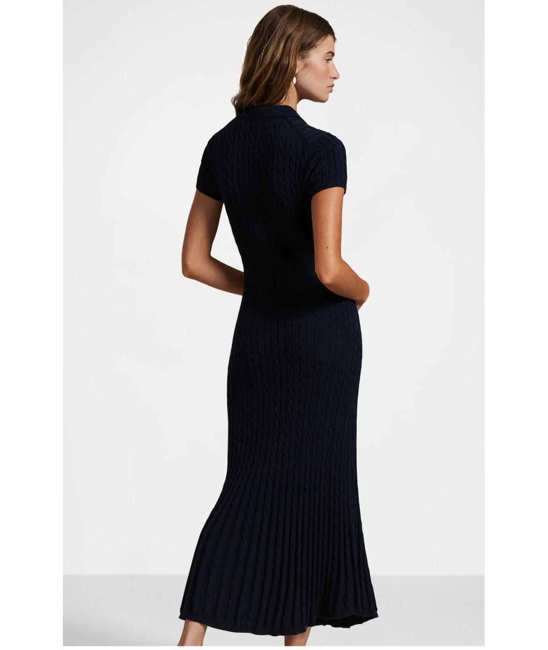 POLO RALPH LAUREN Синее хлопковое повседневное платье, фото 3