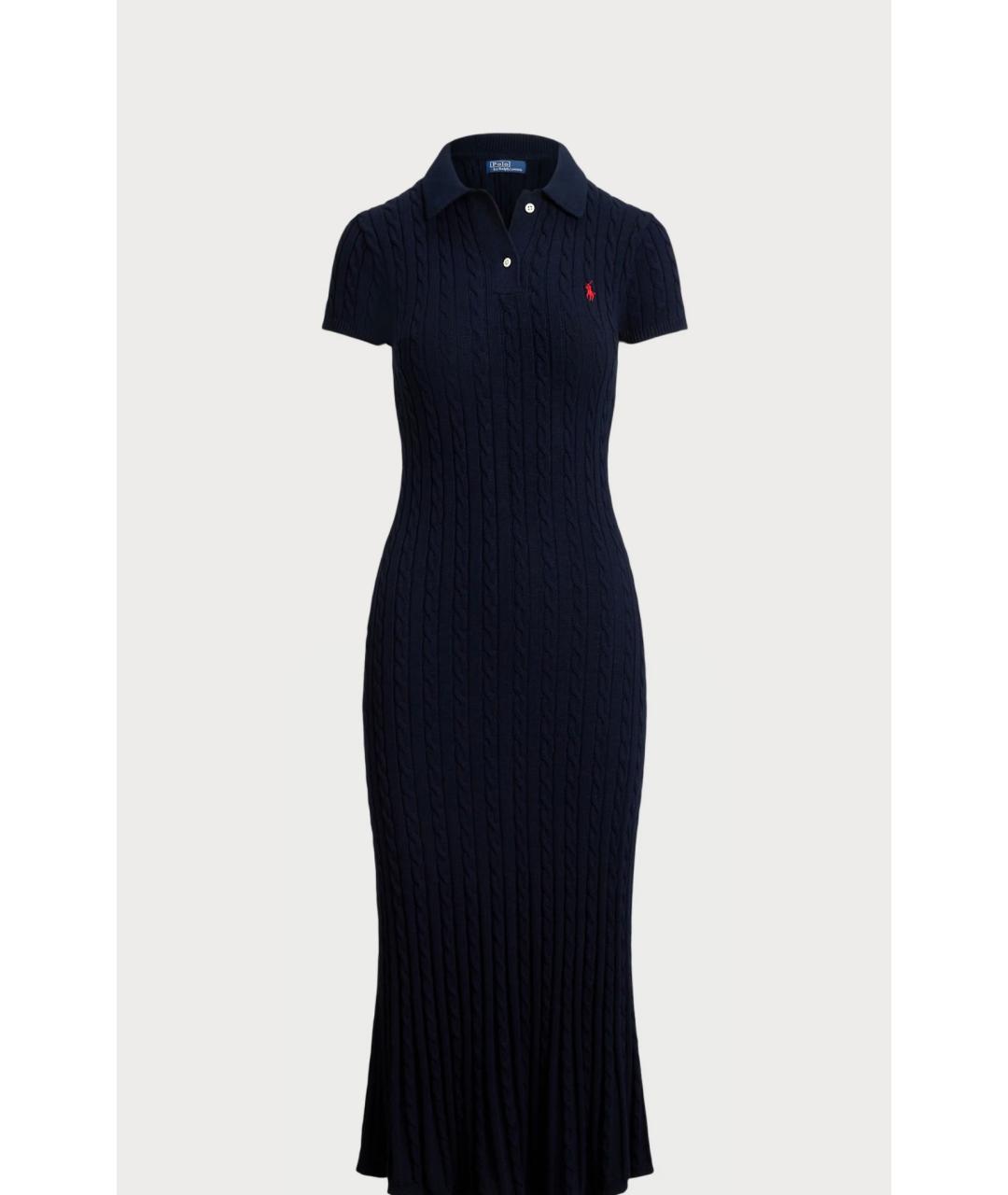 POLO RALPH LAUREN Синее хлопковое повседневное платье, фото 2