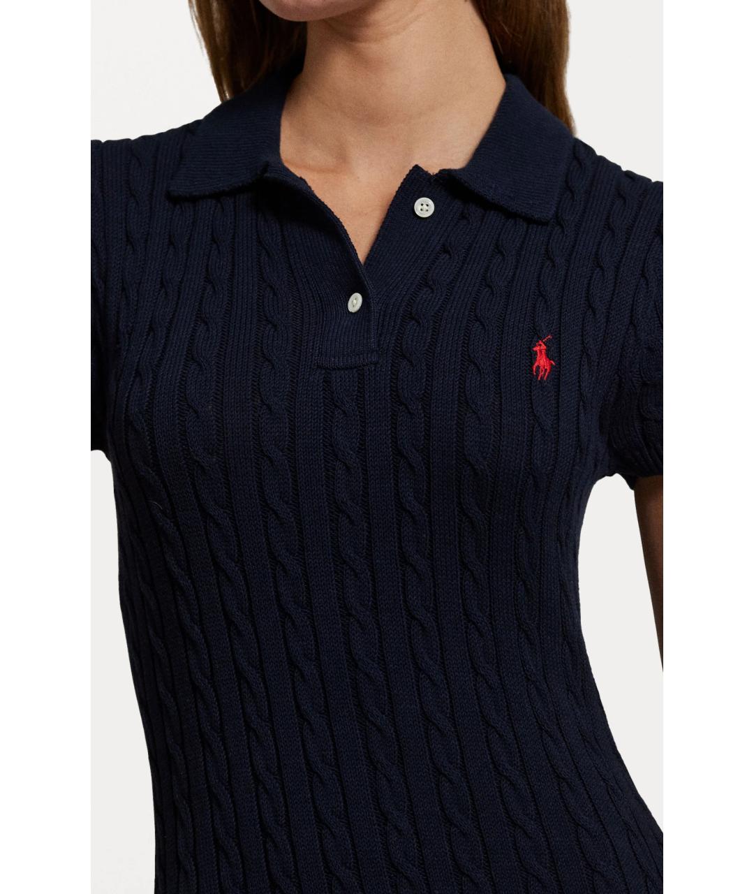 POLO RALPH LAUREN Синее хлопковое повседневное платье, фото 4
