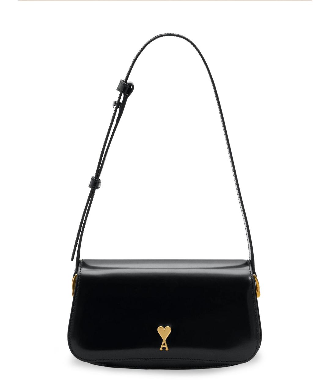 Ami Paris Черная кожаная сумка через плечо, фото 1