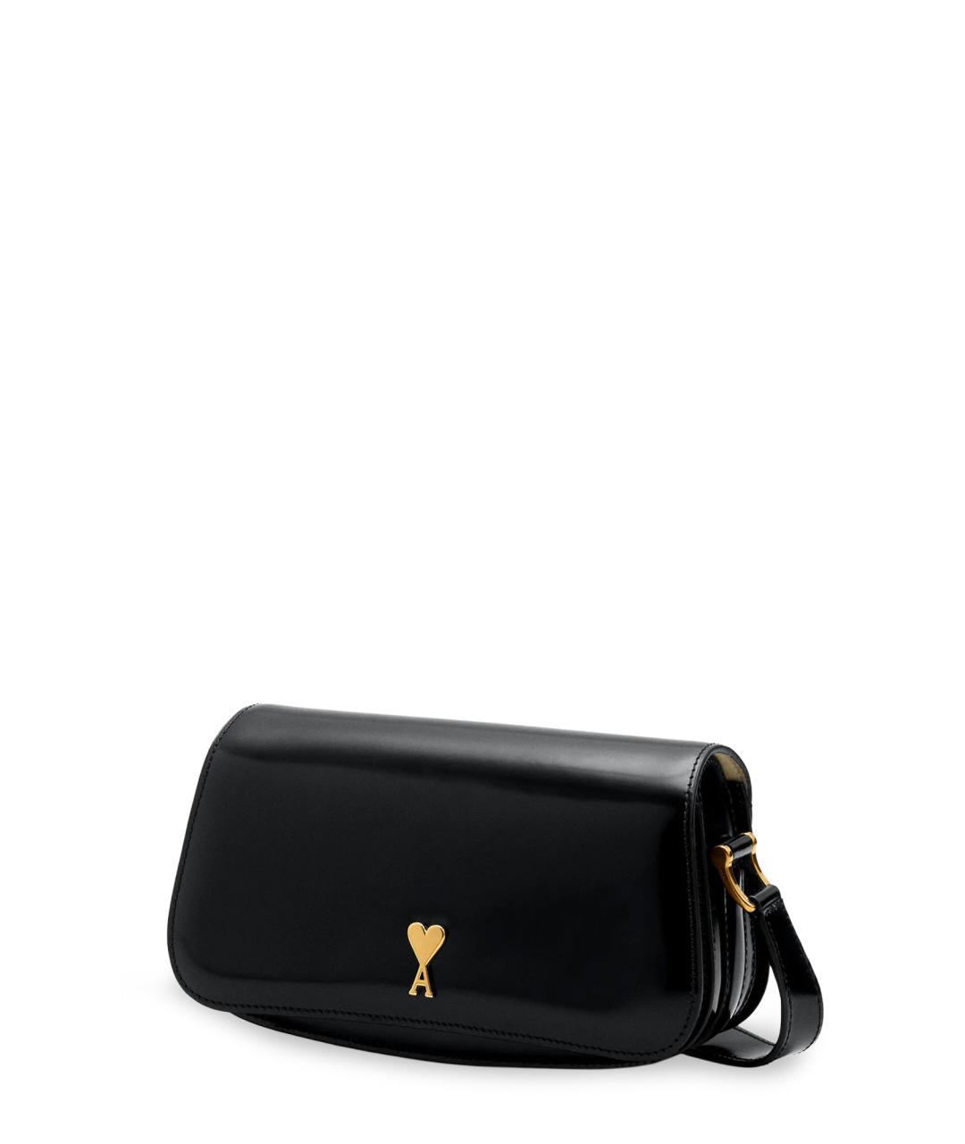 Ami Paris Черная кожаная сумка через плечо, фото 3