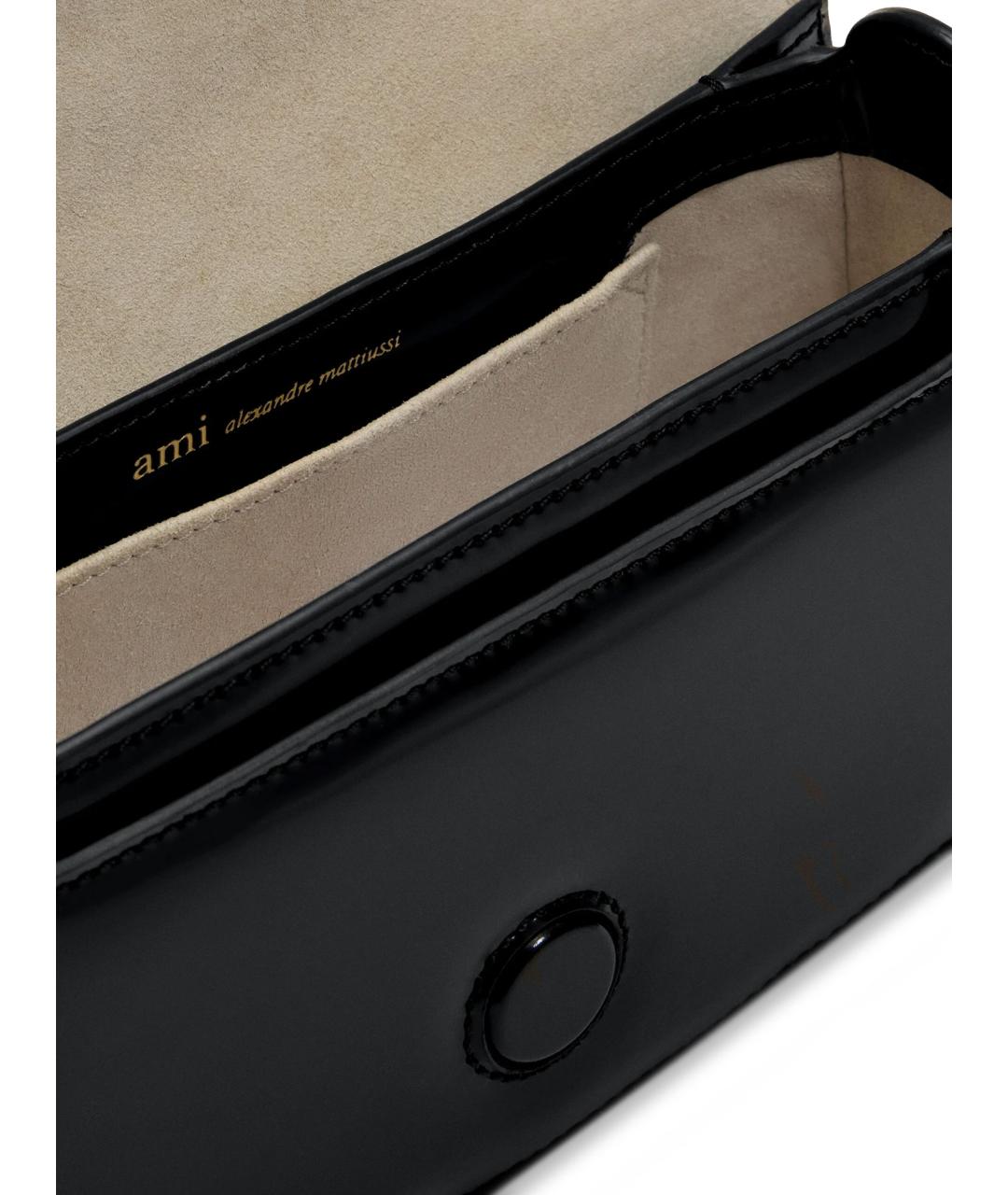 Ami Paris Черная кожаная сумка через плечо, фото 4