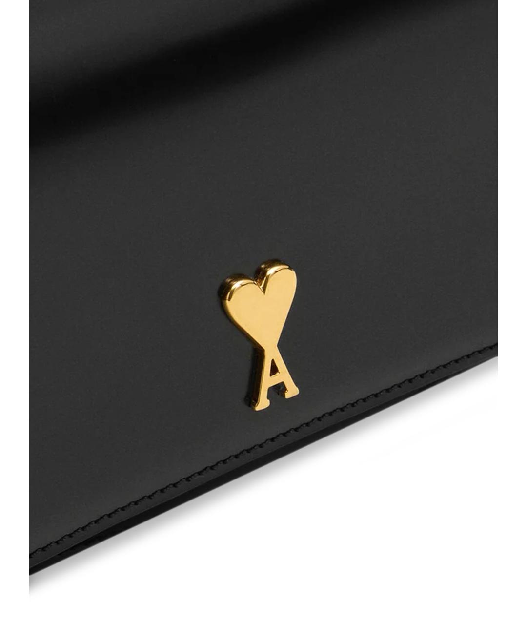 Ami Paris Черная кожаная сумка через плечо, фото 5