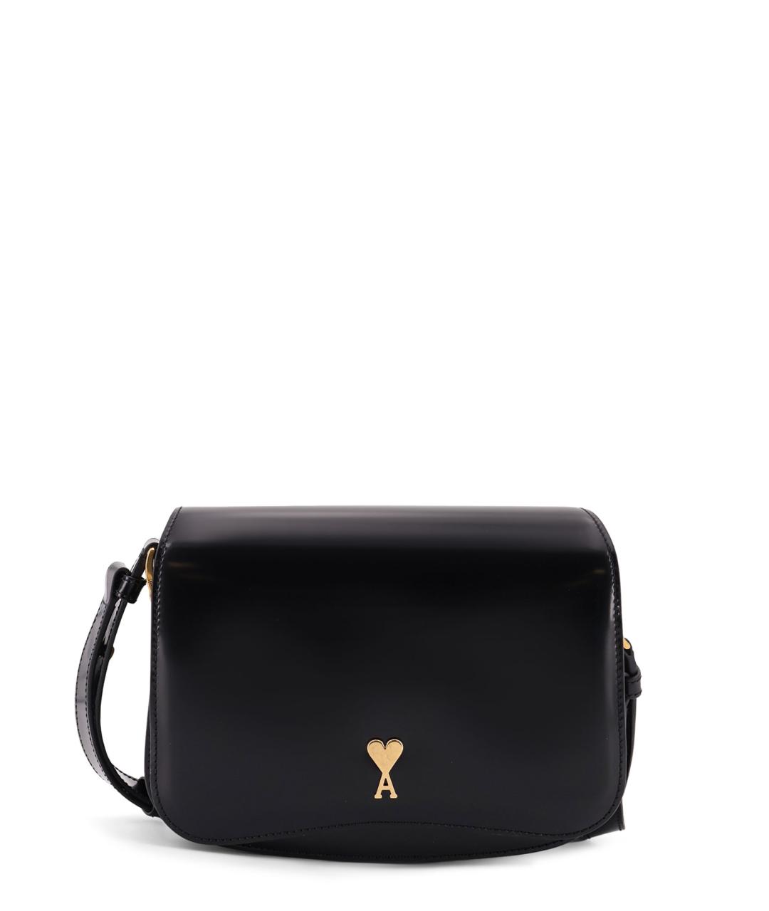 Ami Paris Черная кожаная сумка через плечо, фото 1