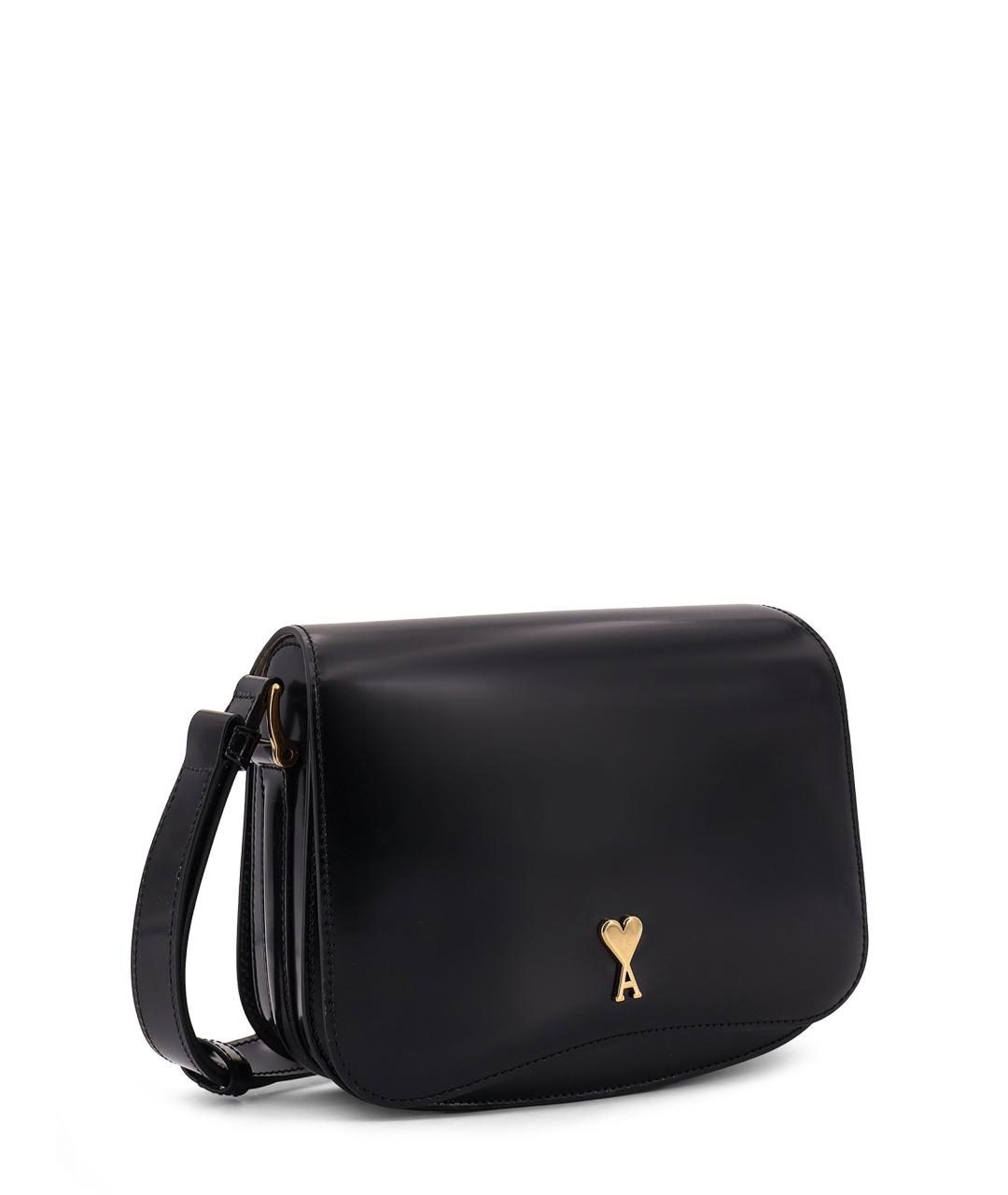 Ami Paris Черная кожаная сумка через плечо, фото 3