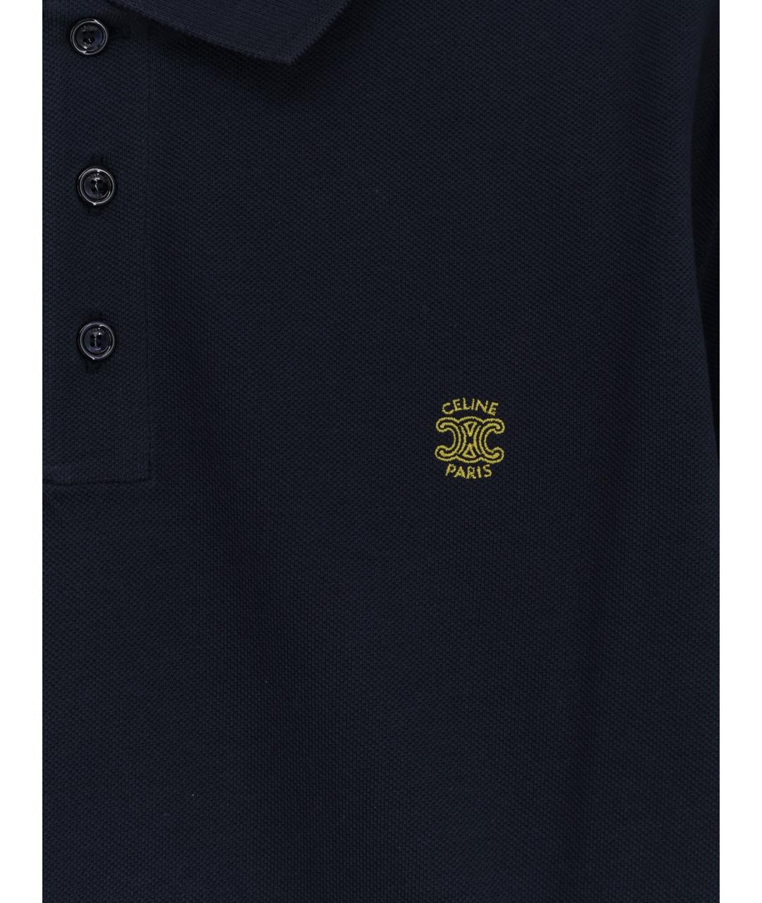 CELINE Темно-синее хлопковое поло с коротким рукавом, фото 3