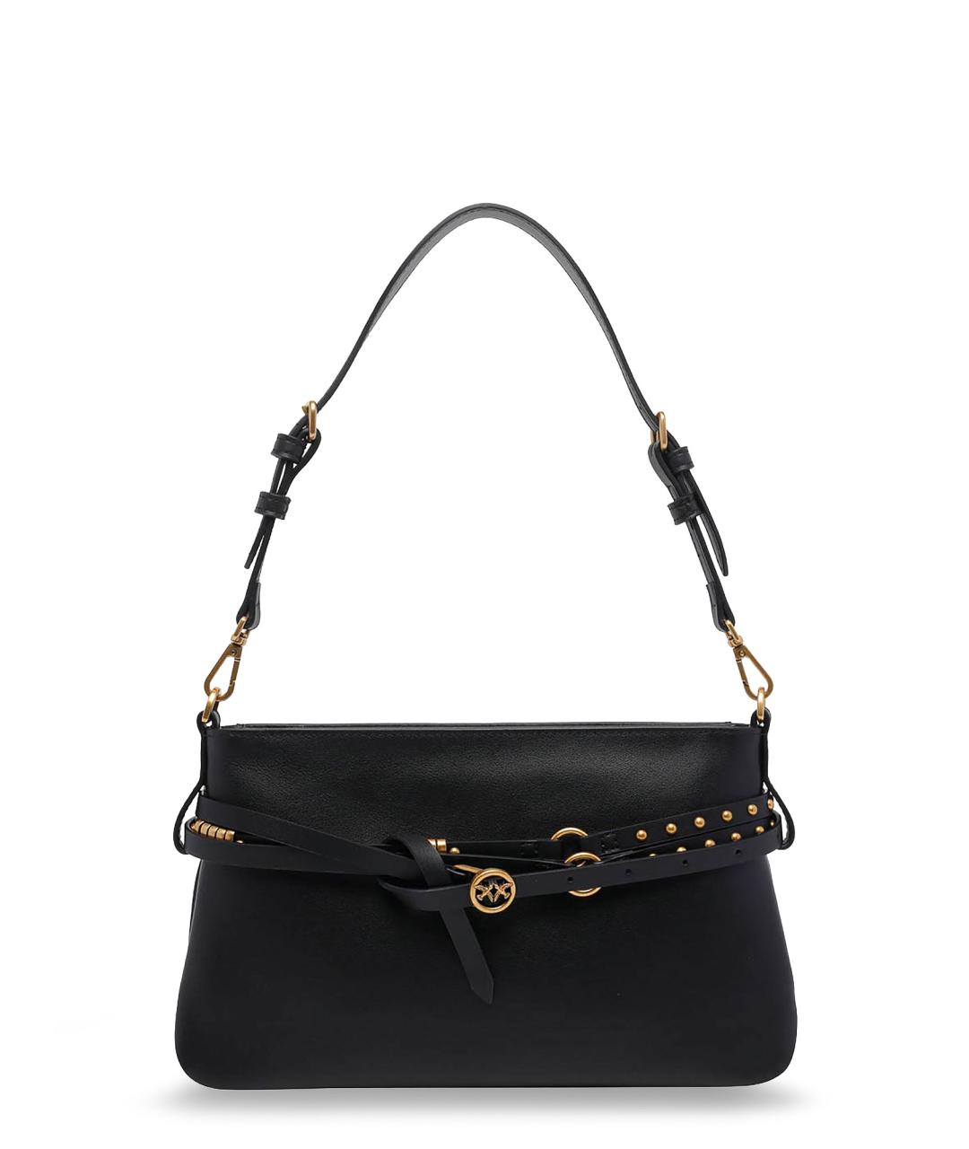 PINKO Черная кожаная сумка через плечо, фото 1