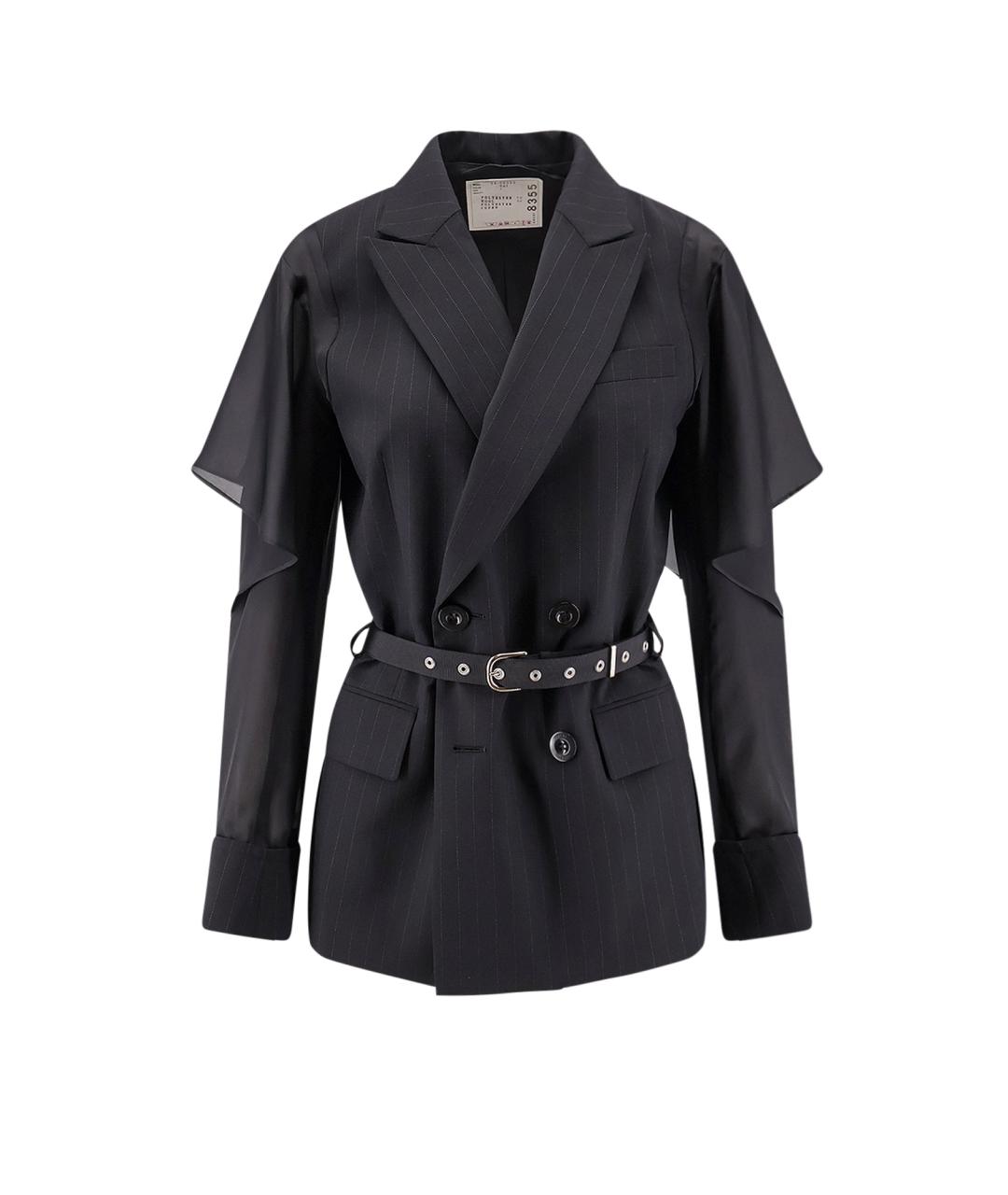 SACAI Черный полиэстеровый жакет/пиджак, фото 1