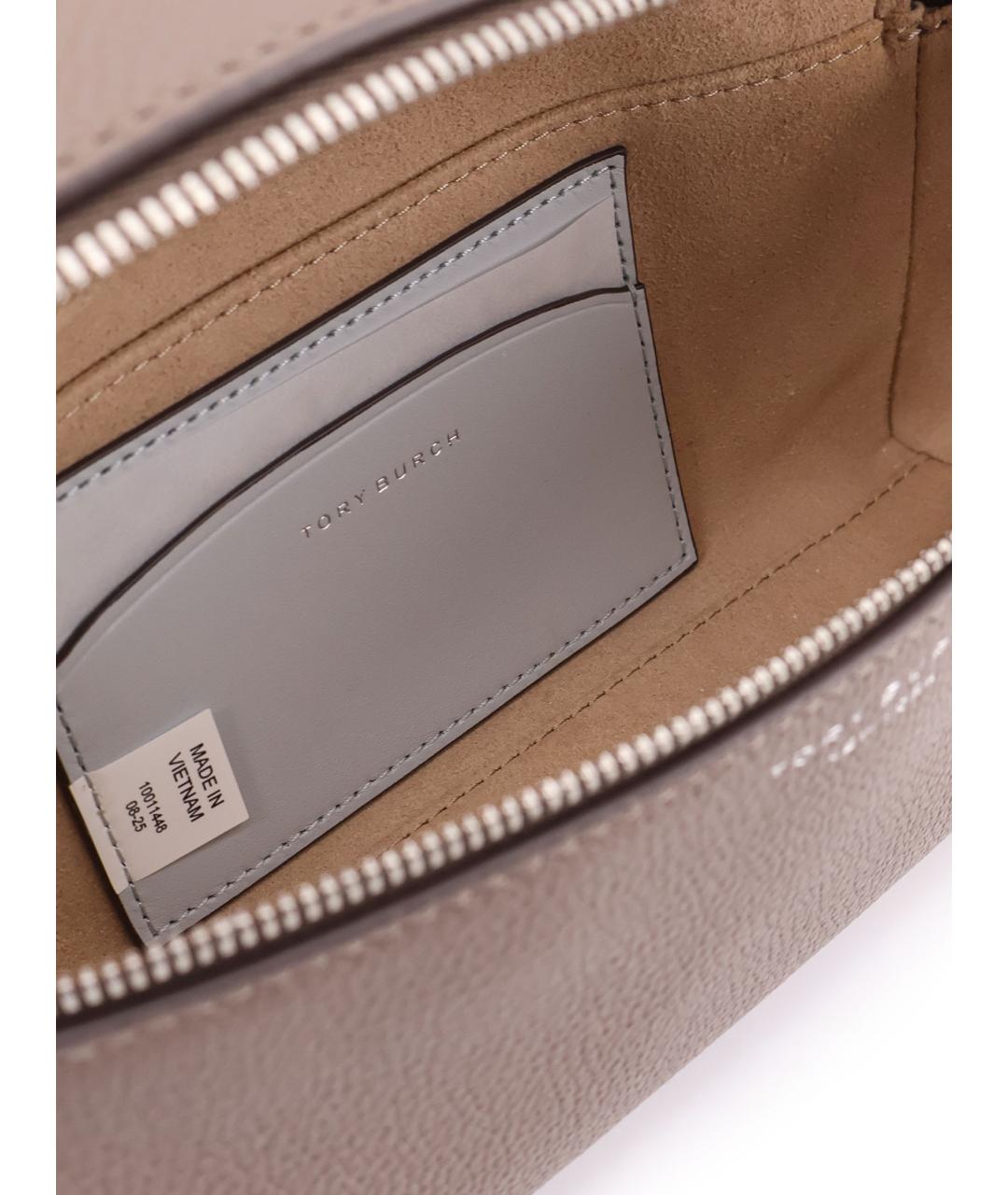 TORY BURCH Бежевая кожаная сумка с короткими ручками, фото 4