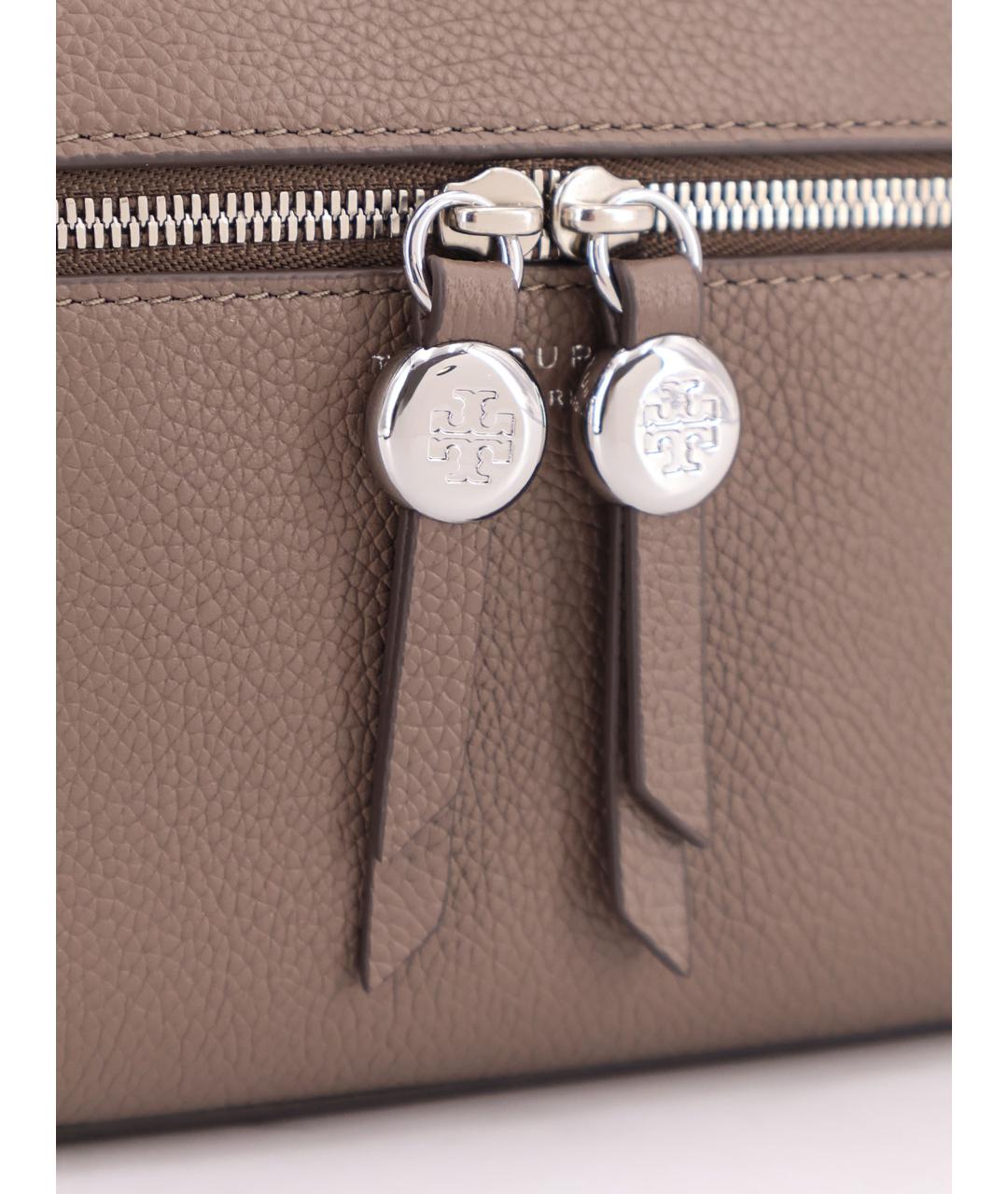 TORY BURCH Бежевая кожаная сумка с короткими ручками, фото 5