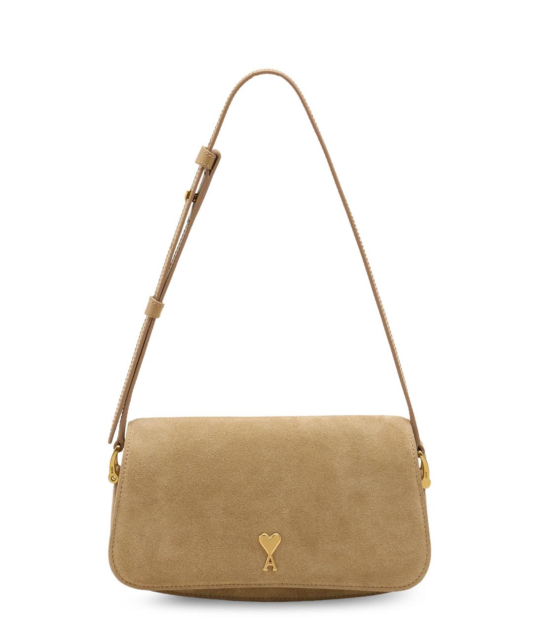 Ami Paris Бежевая замшевая сумка через плечо, фото 1