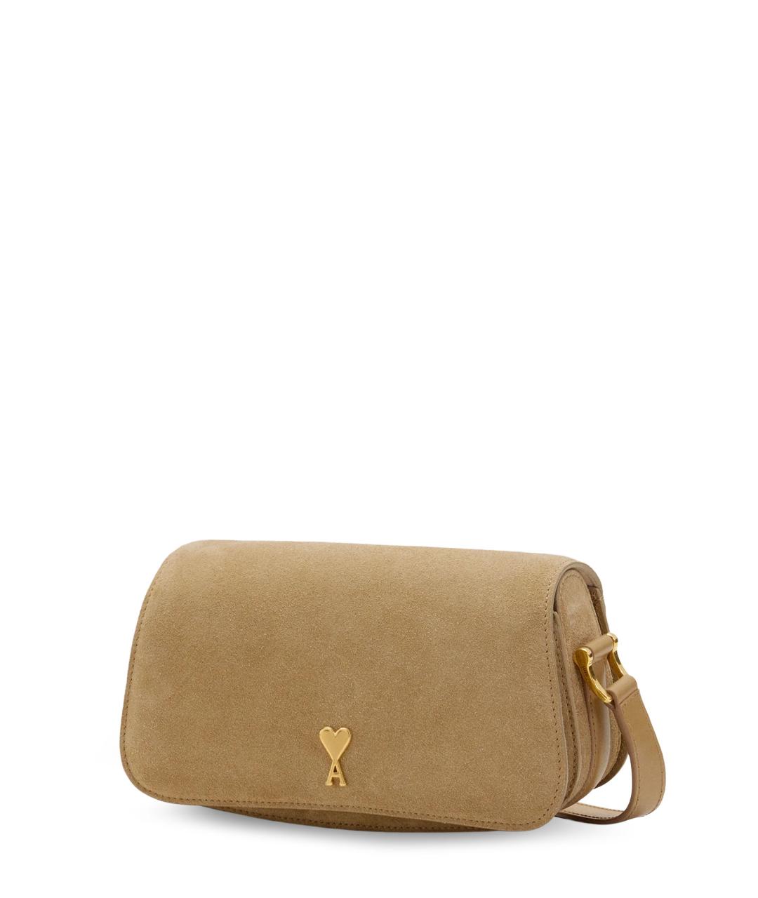 Ami Paris Бежевая замшевая сумка через плечо, фото 3