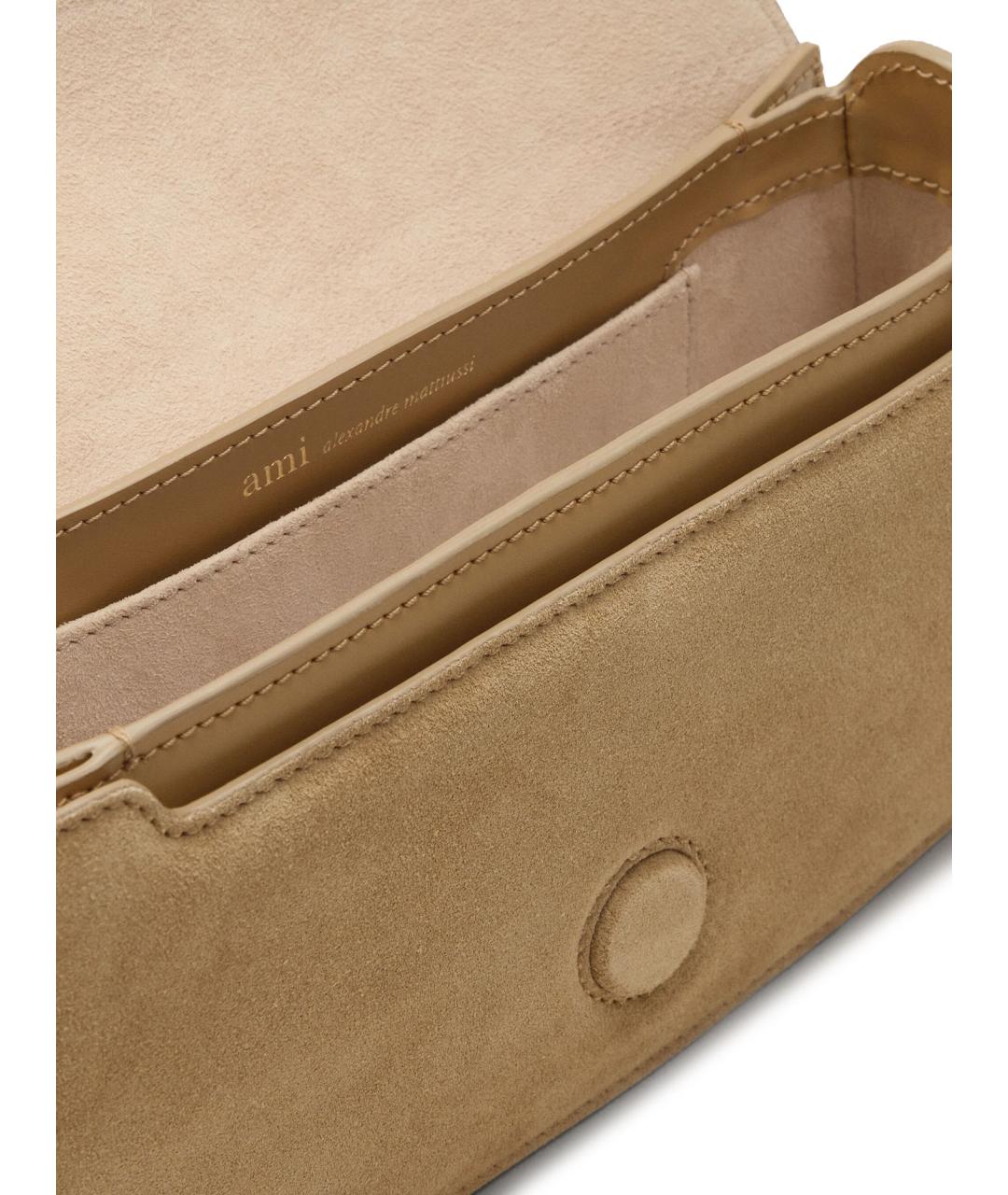 Ami Paris Бежевая замшевая сумка через плечо, фото 4