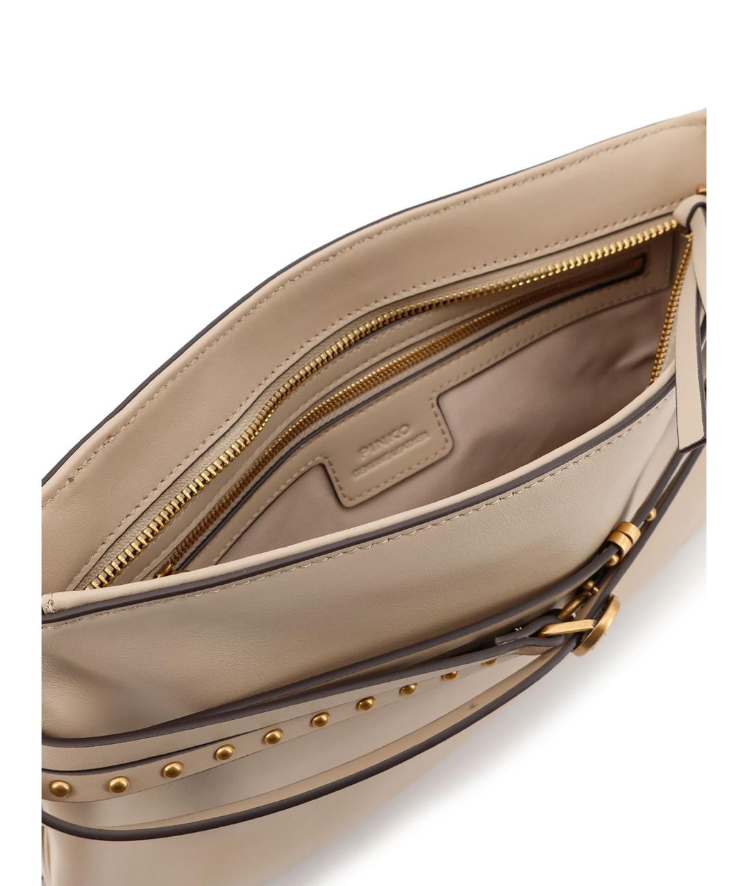 PINKO Бежевая кожаная сумка через плечо, фото 4