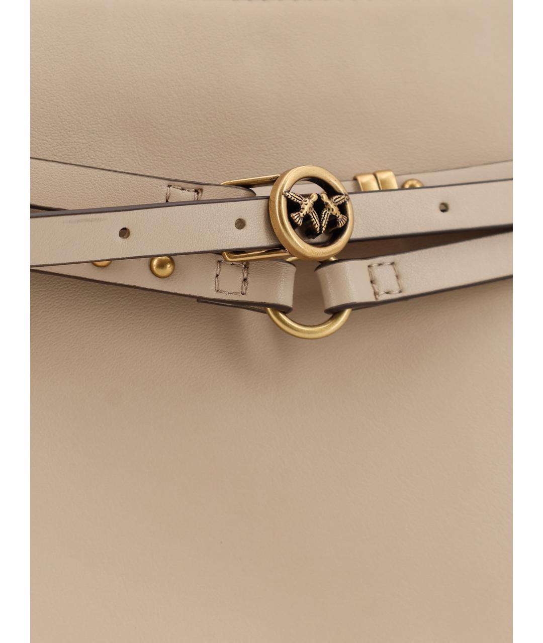 PINKO Бежевая кожаная сумка через плечо, фото 5