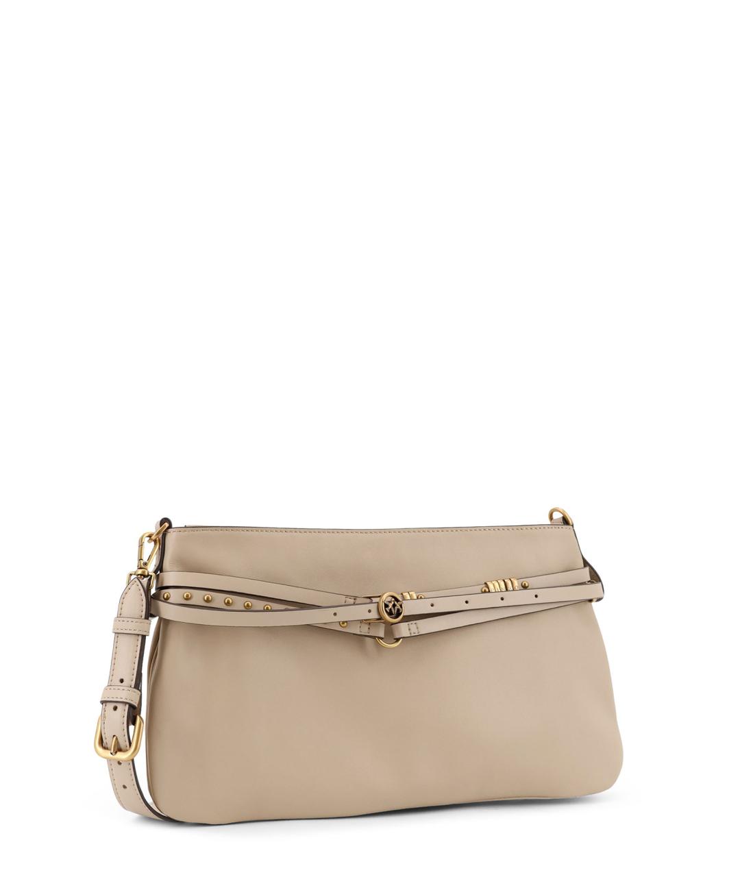 PINKO Бежевая кожаная сумка через плечо, фото 3