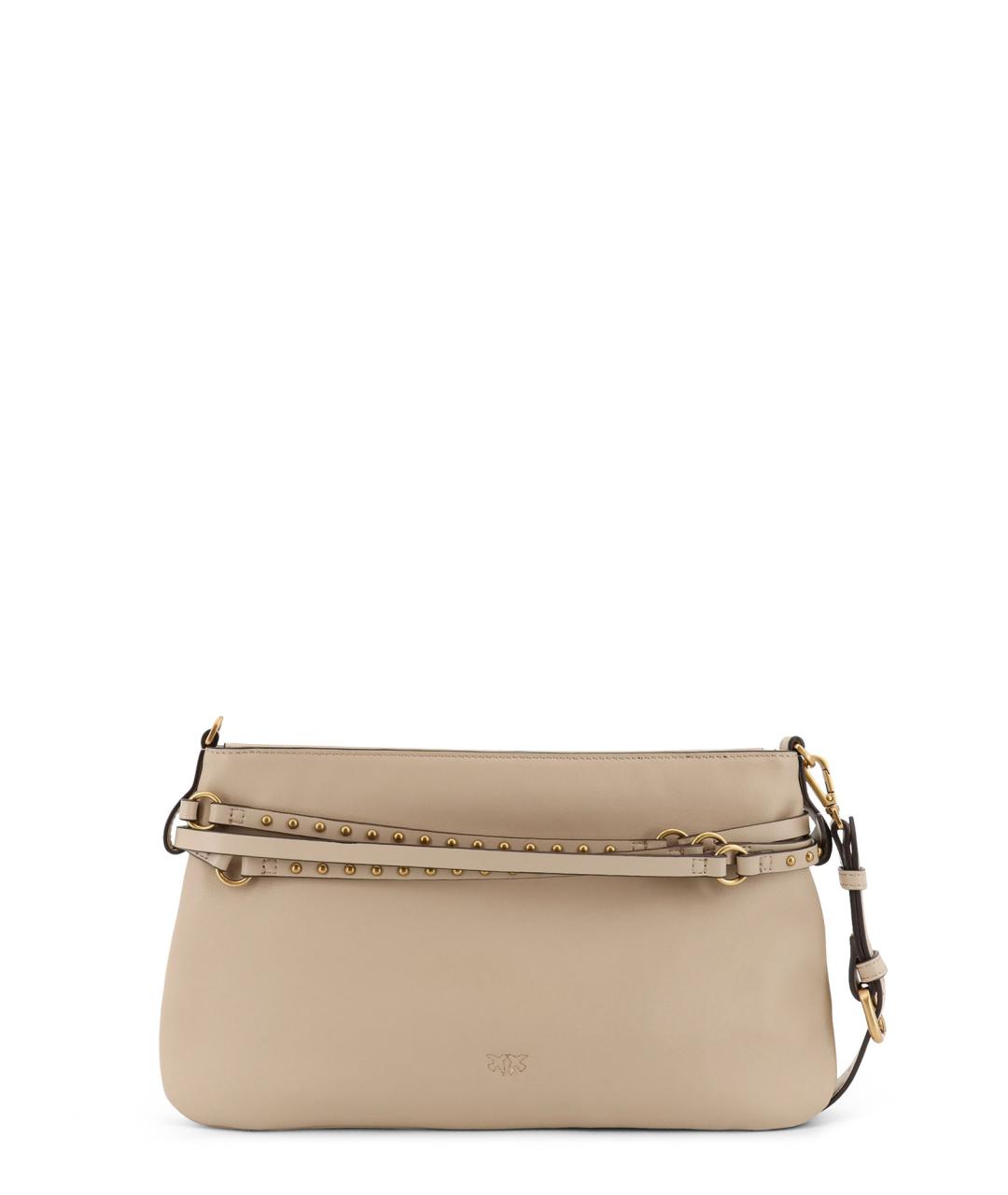 PINKO Бежевая кожаная сумка через плечо, фото 2