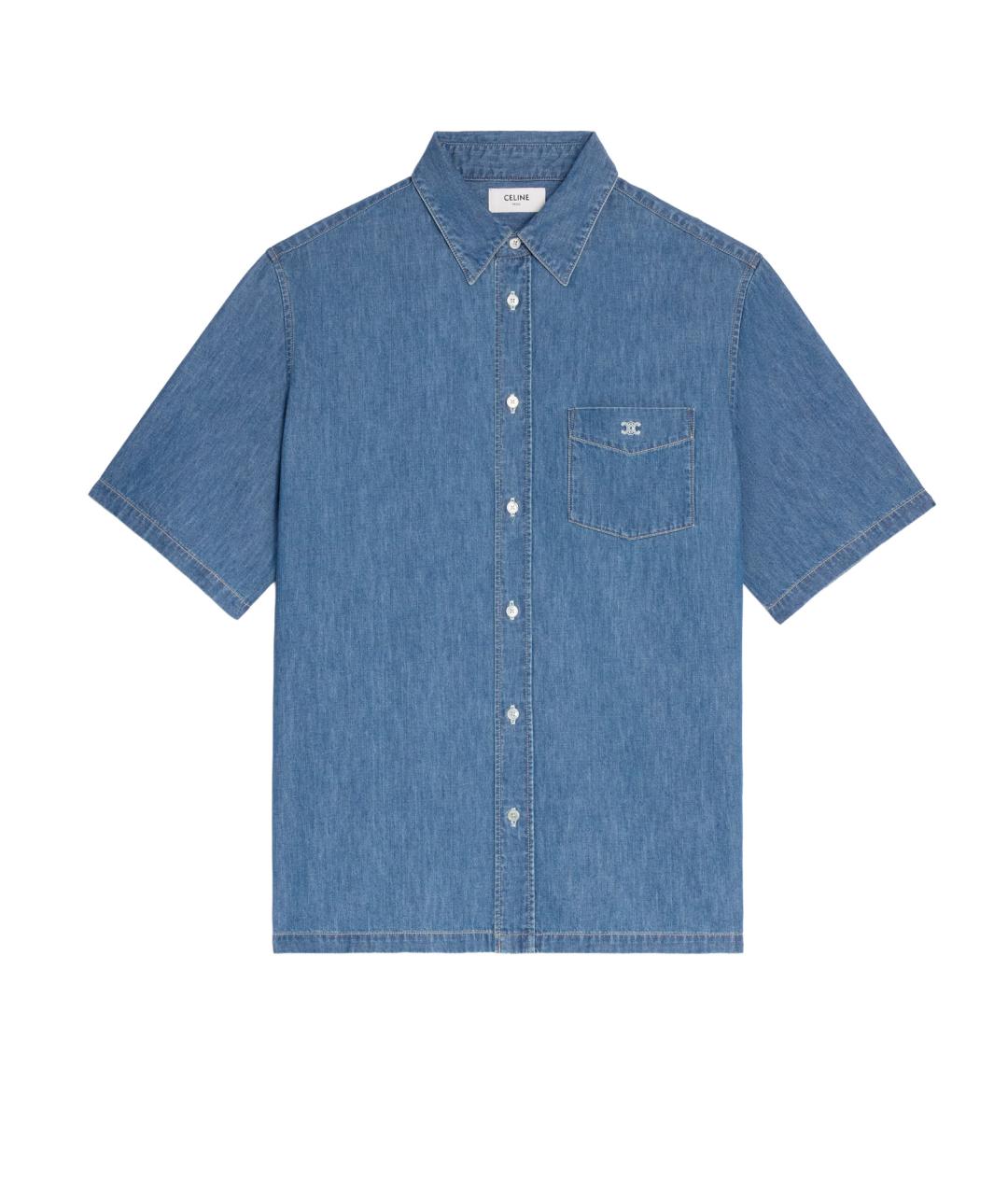 CELINE Синяя хлопковая кэжуал рубашка, фото 1