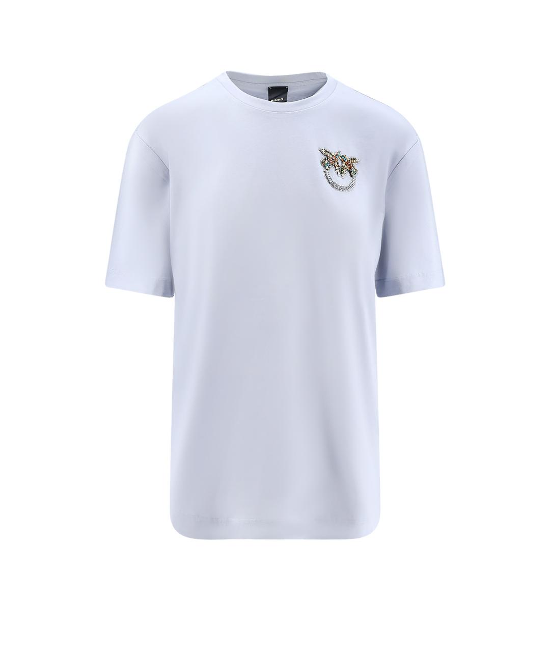 PINKO Голубая хлопковая футболка, фото 1