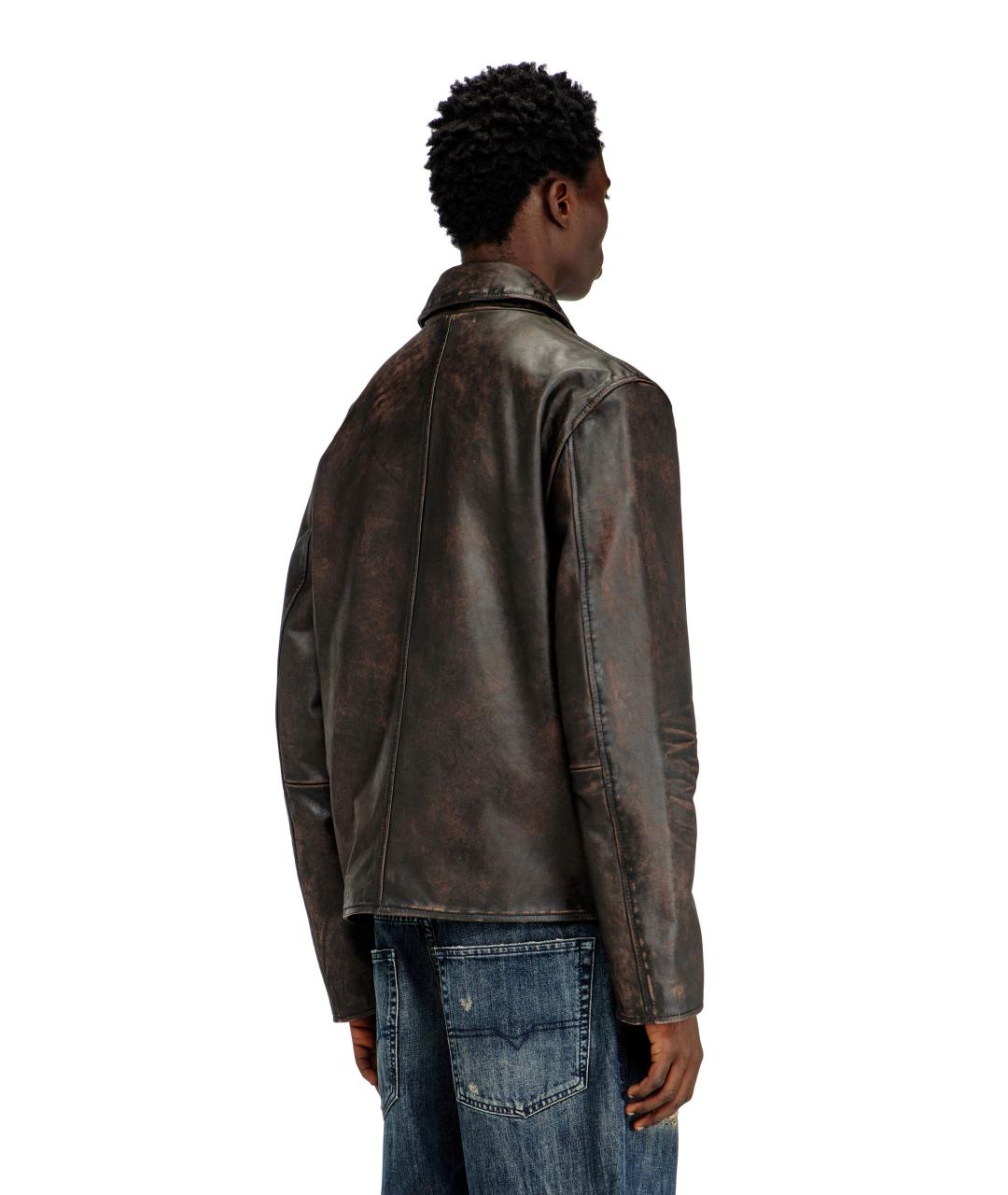 DIESEL Коричневая кожаная куртка, фото 3