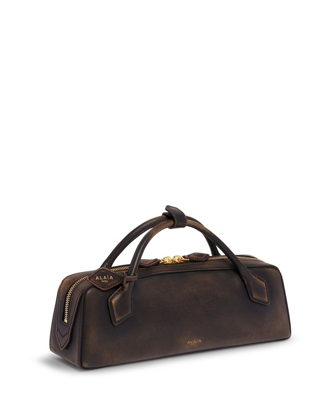 ALAIA Коричневая кожаная сумка с короткими ручками, фото 3